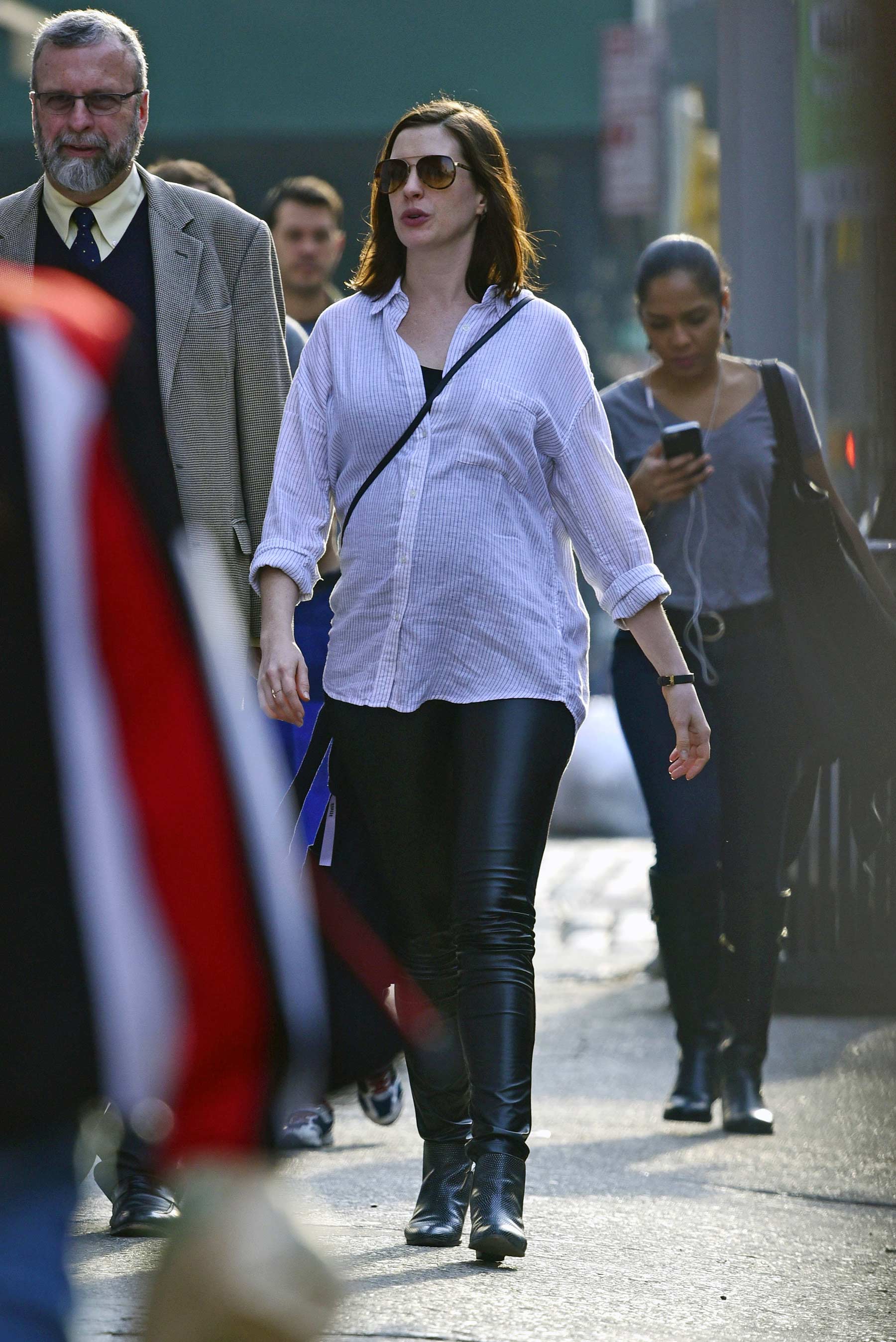 Anne Hathaway out in downtown New York