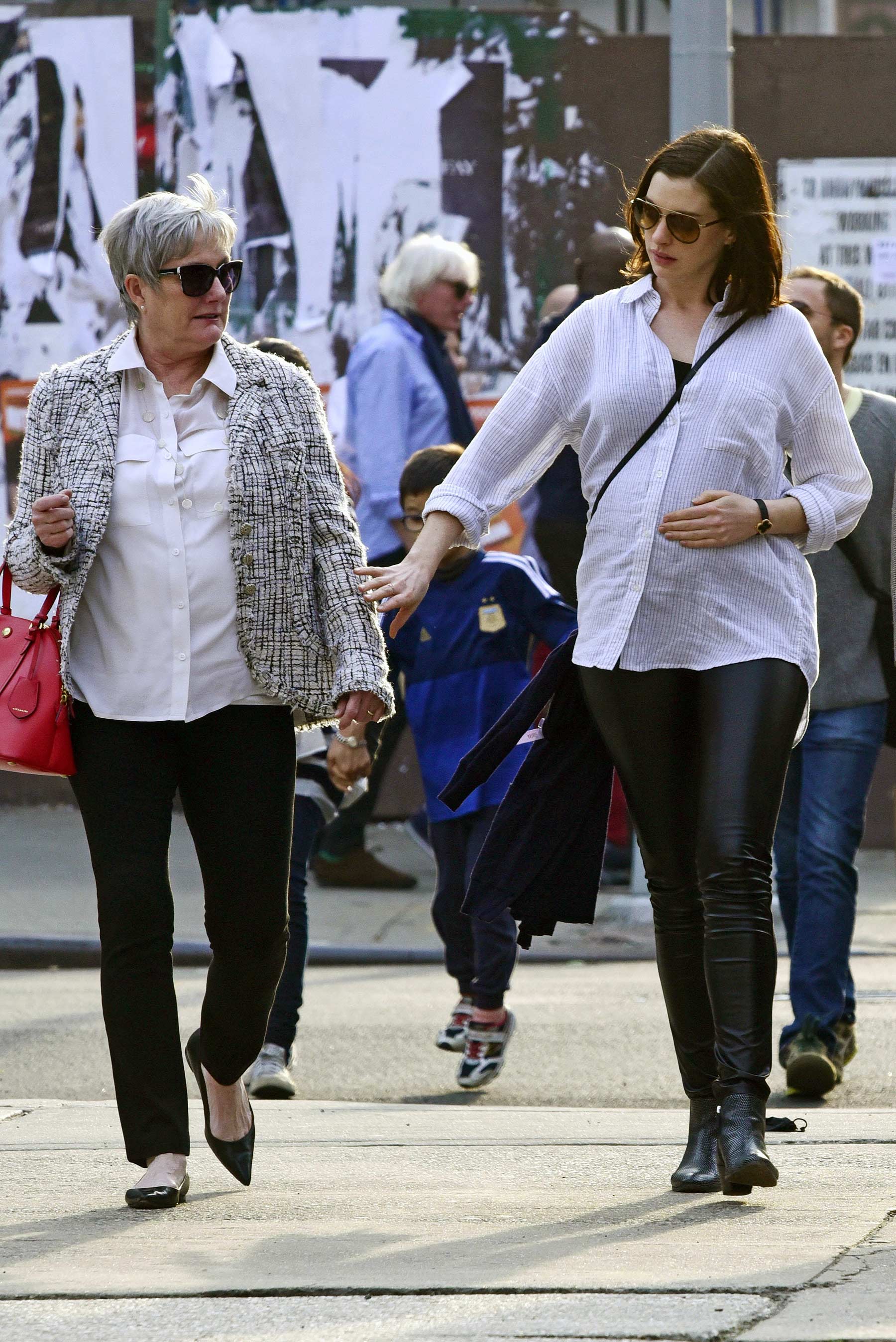 Anne Hathaway out in downtown New York