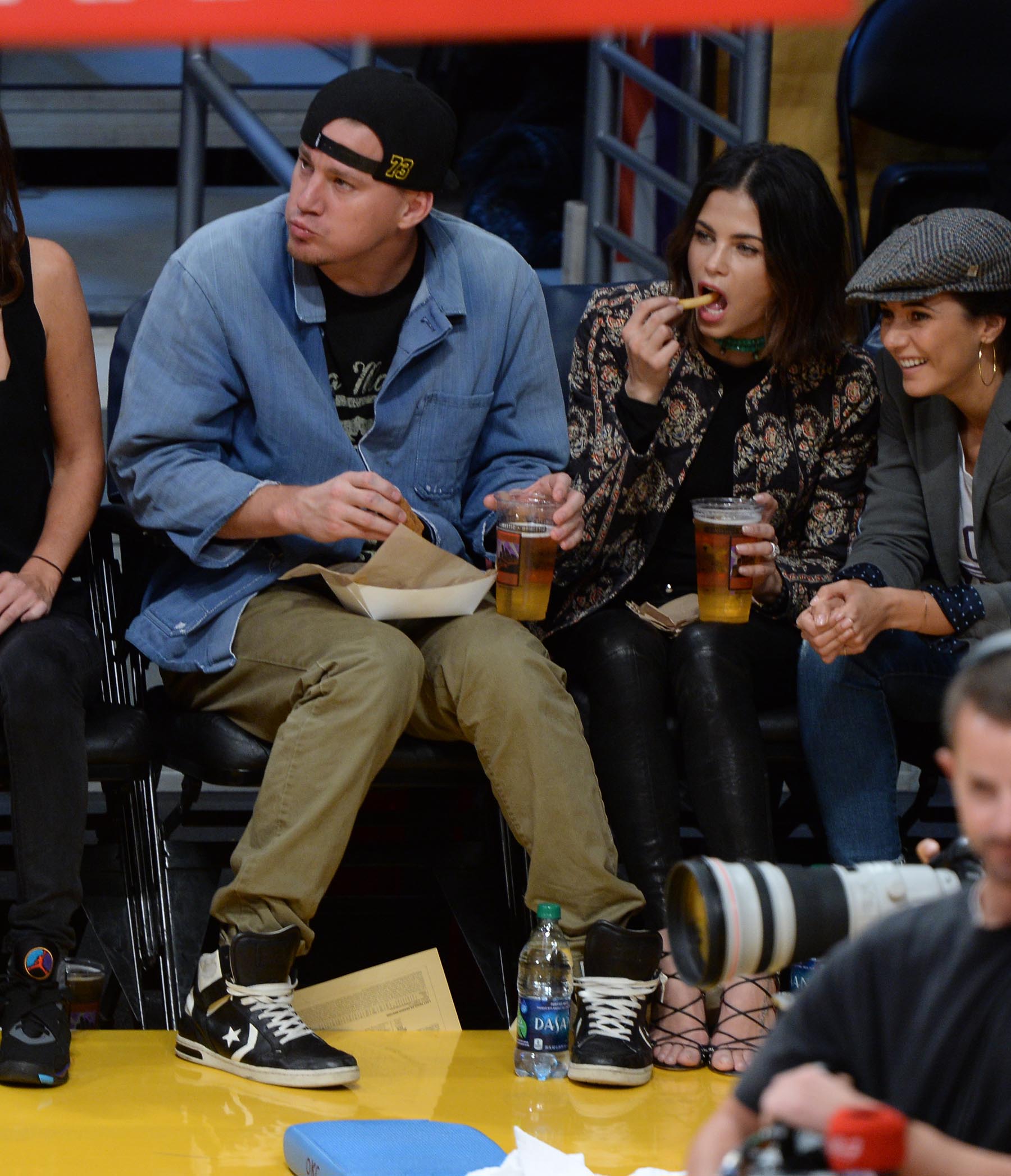 Jenna Dewan at the Staples Center to watch the Lakers