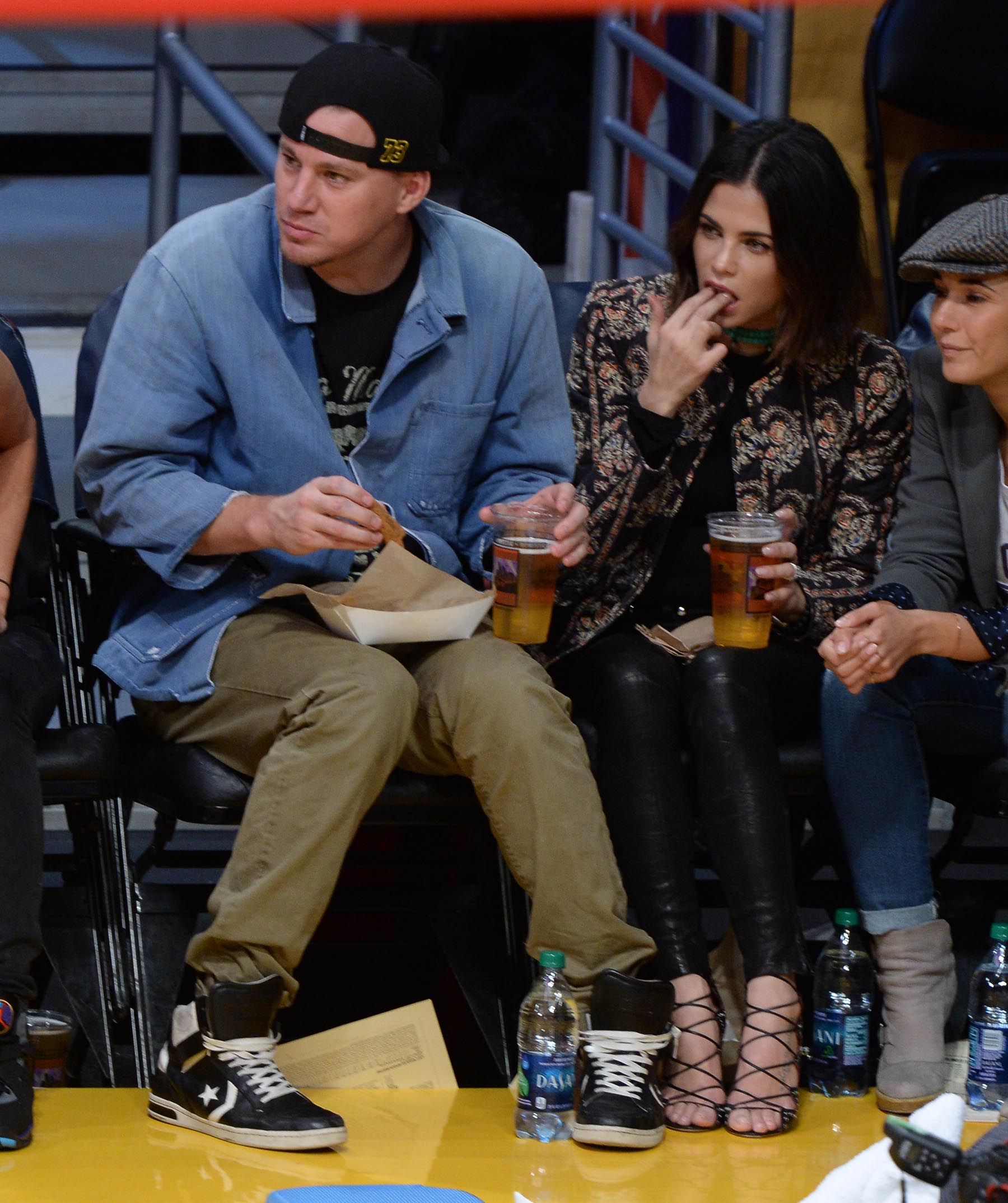 Jenna Dewan at the Staples Center to watch the Lakers