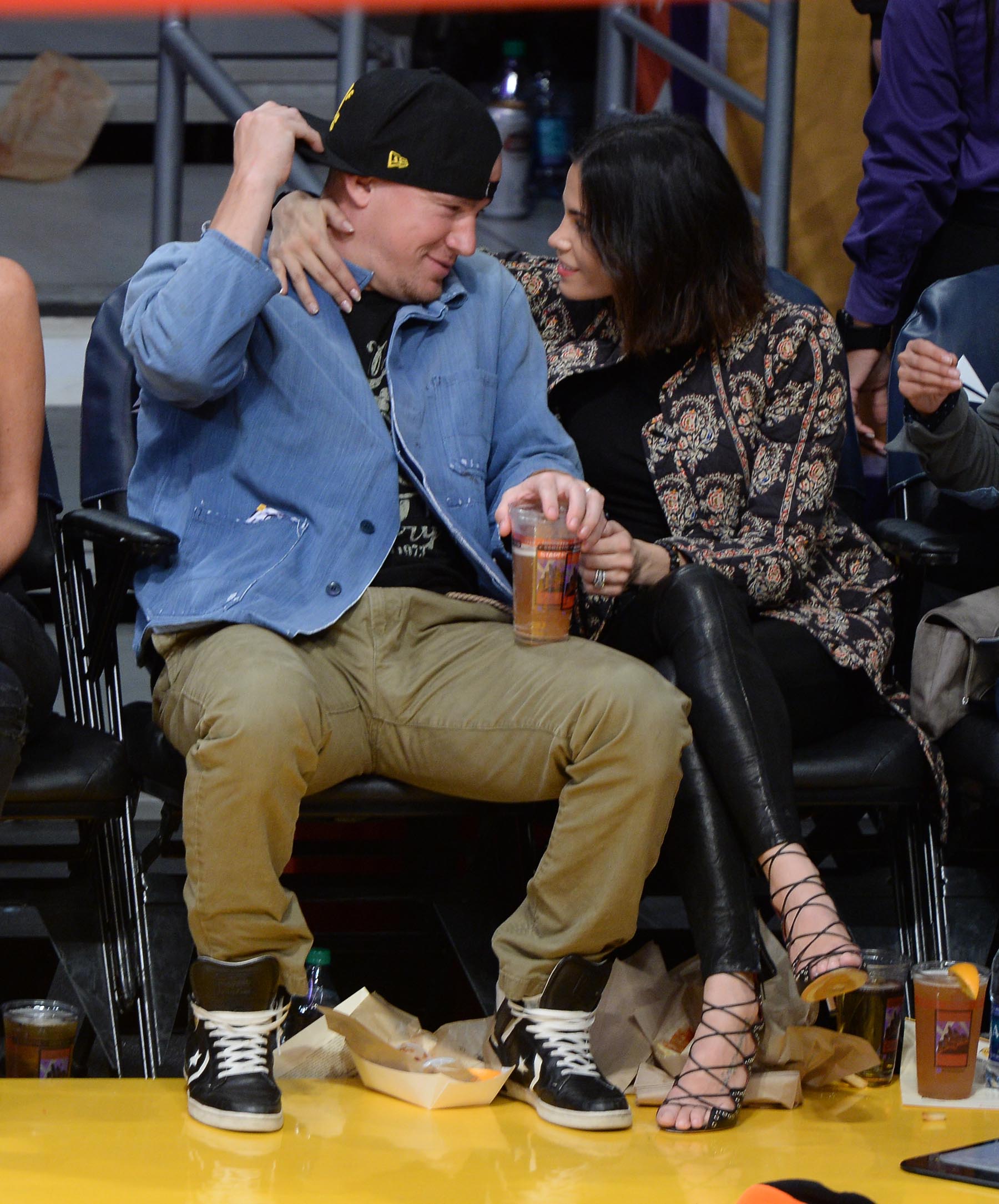 Jenna Dewan at the Staples Center to watch the Lakers