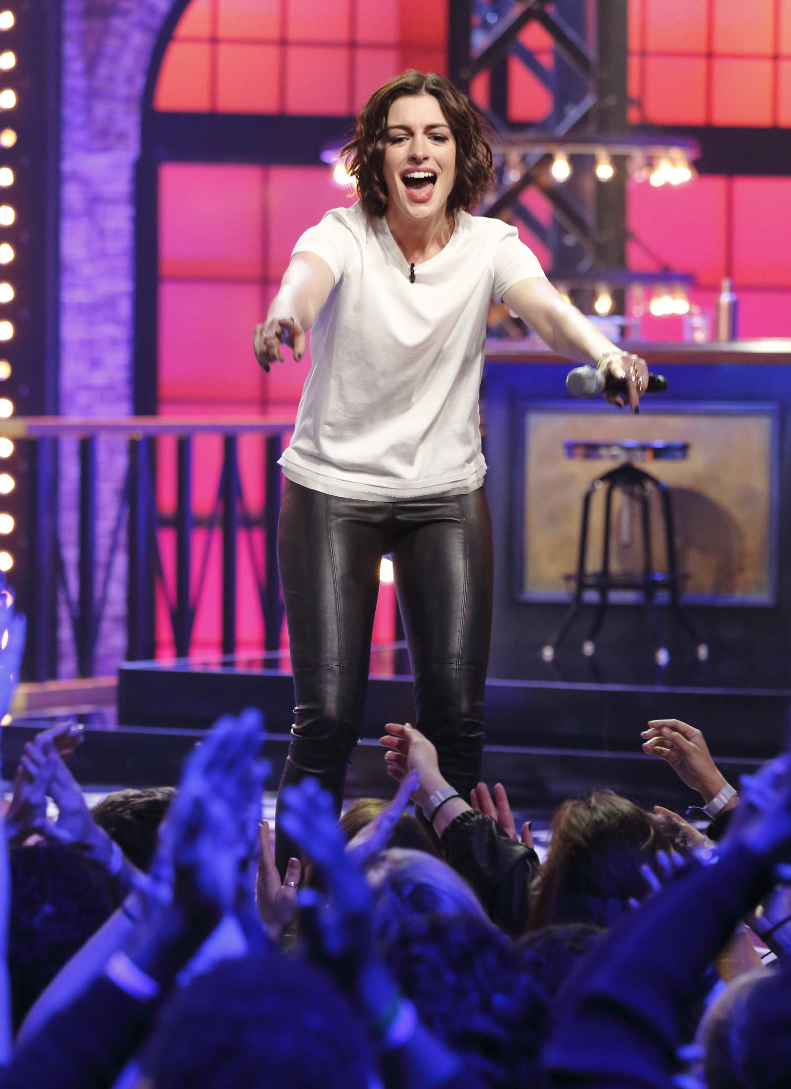 Anne Hathaway at Lip Sync Battle