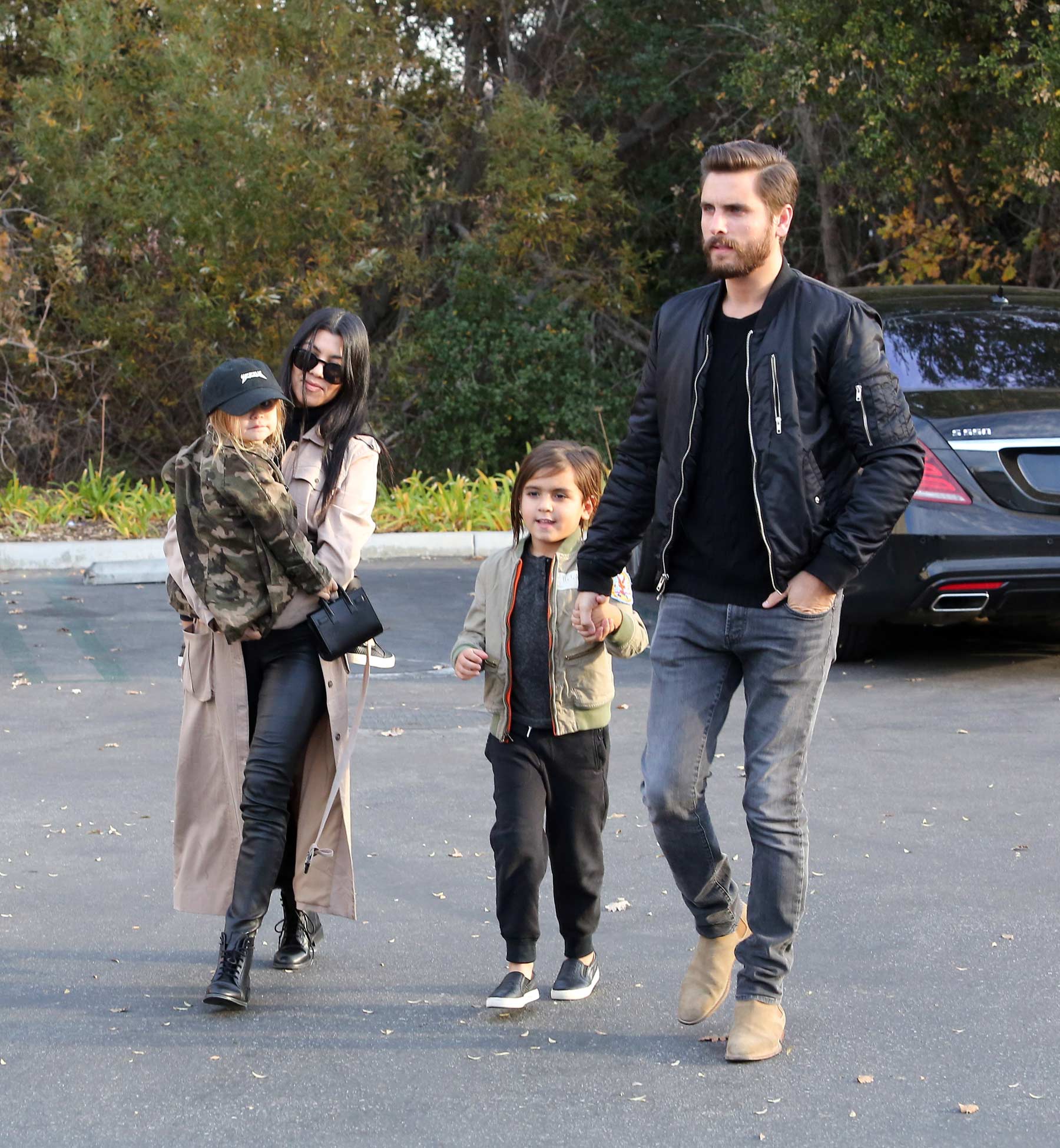 Kourtney Kardashian at a movie theater with her family