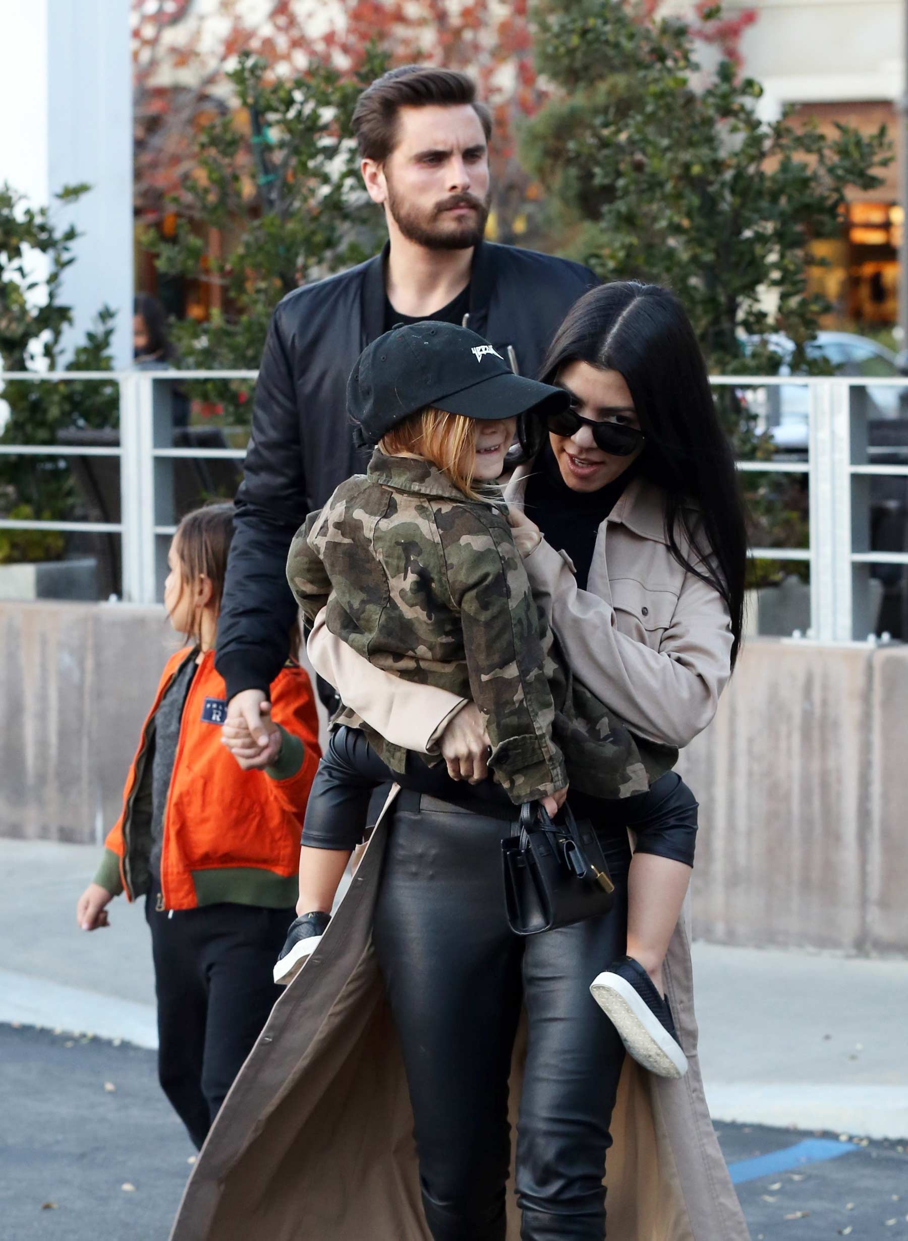 Kourtney Kardashian at a movie theater with her family