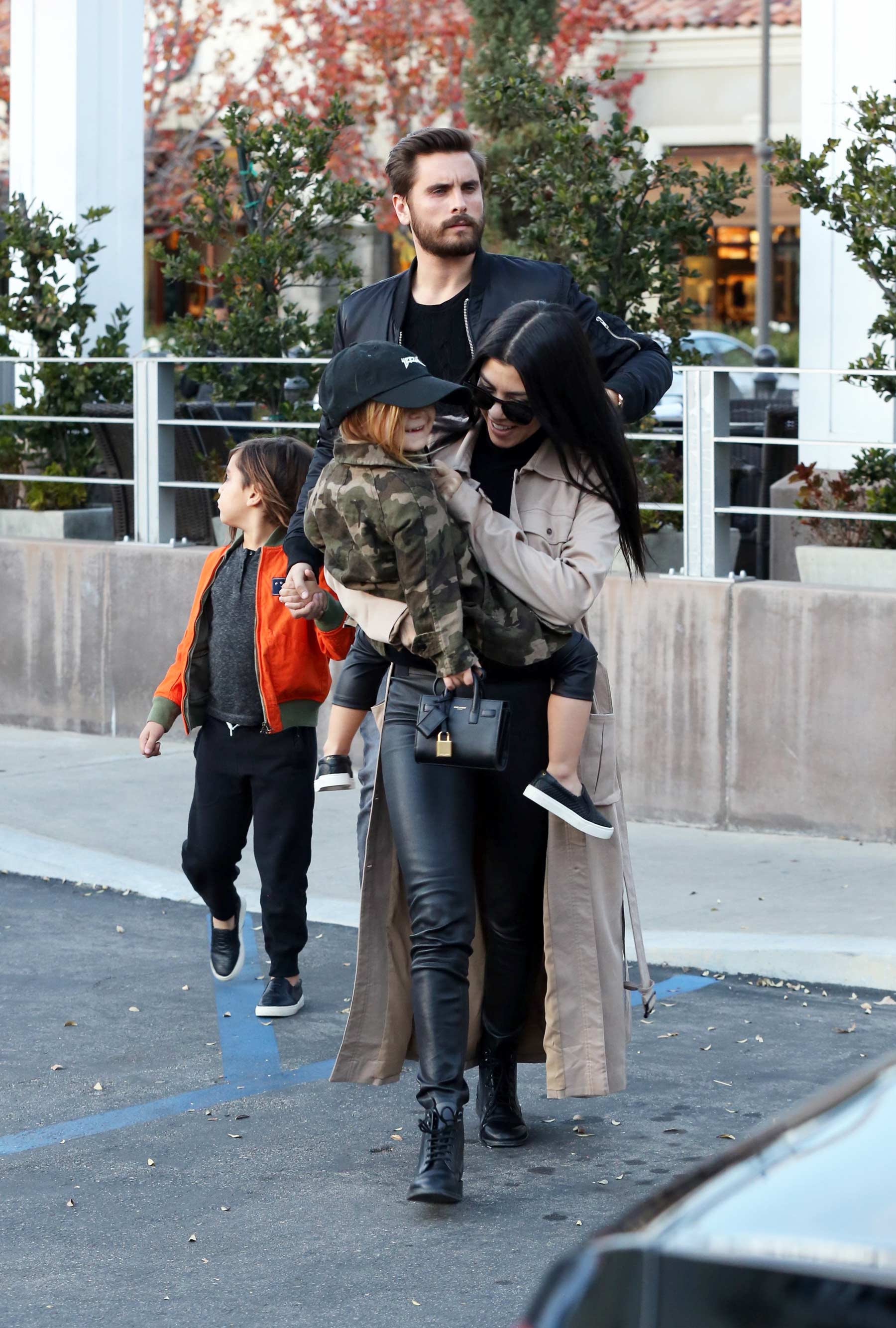 Kourtney Kardashian at a movie theater with her family