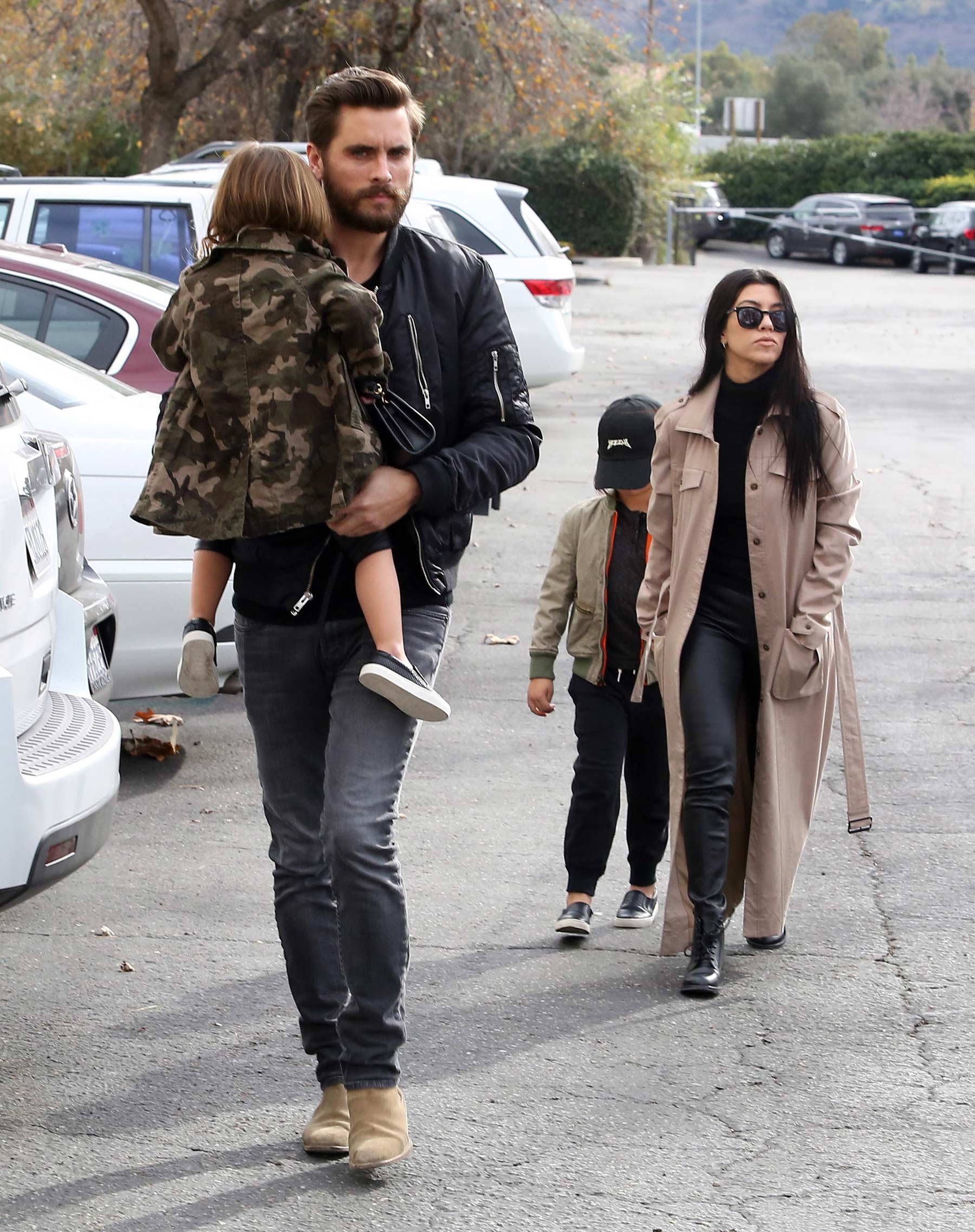 Kourtney Kardashian at a movie theater with her family