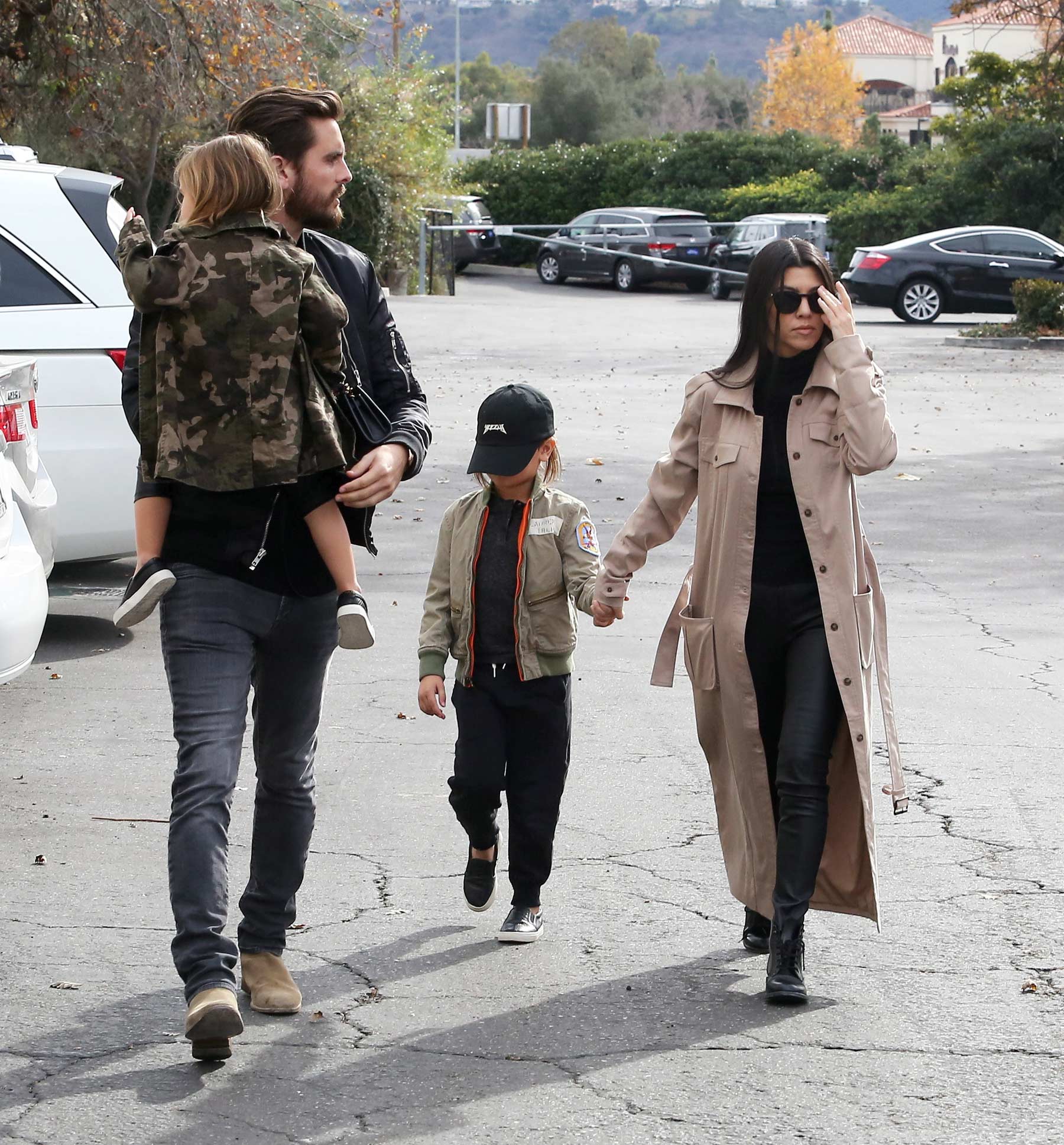 Kourtney Kardashian at a movie theater with her family