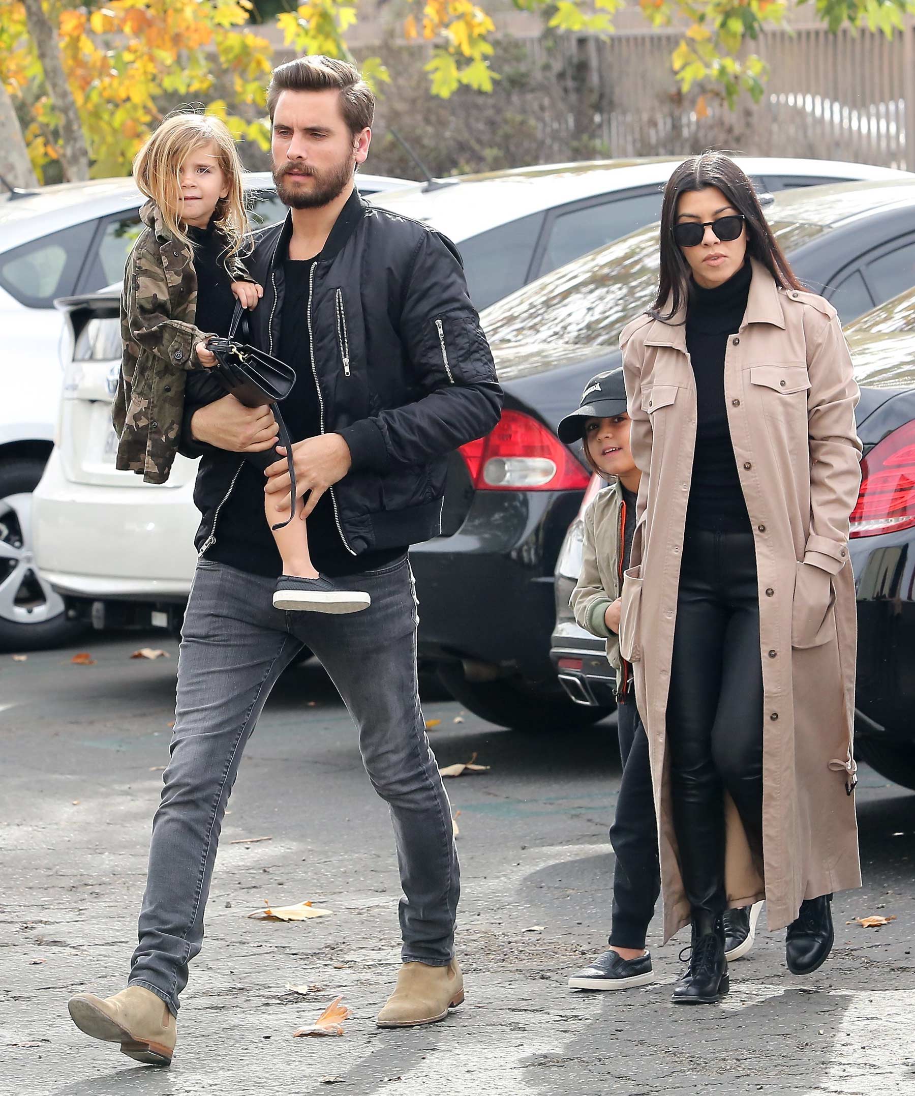 Kourtney Kardashian at a movie theater with her family