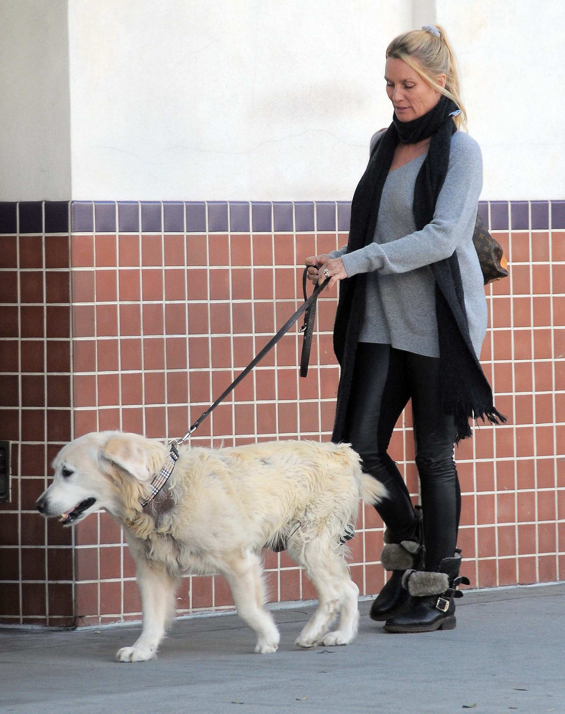 Nicollette Sheridan out with her dog in Beverly Hills