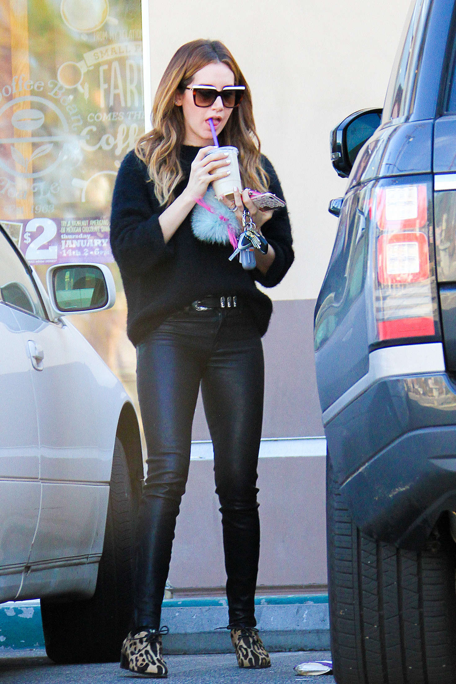 Ashley Tisdale getting some iced coffee in Studio City