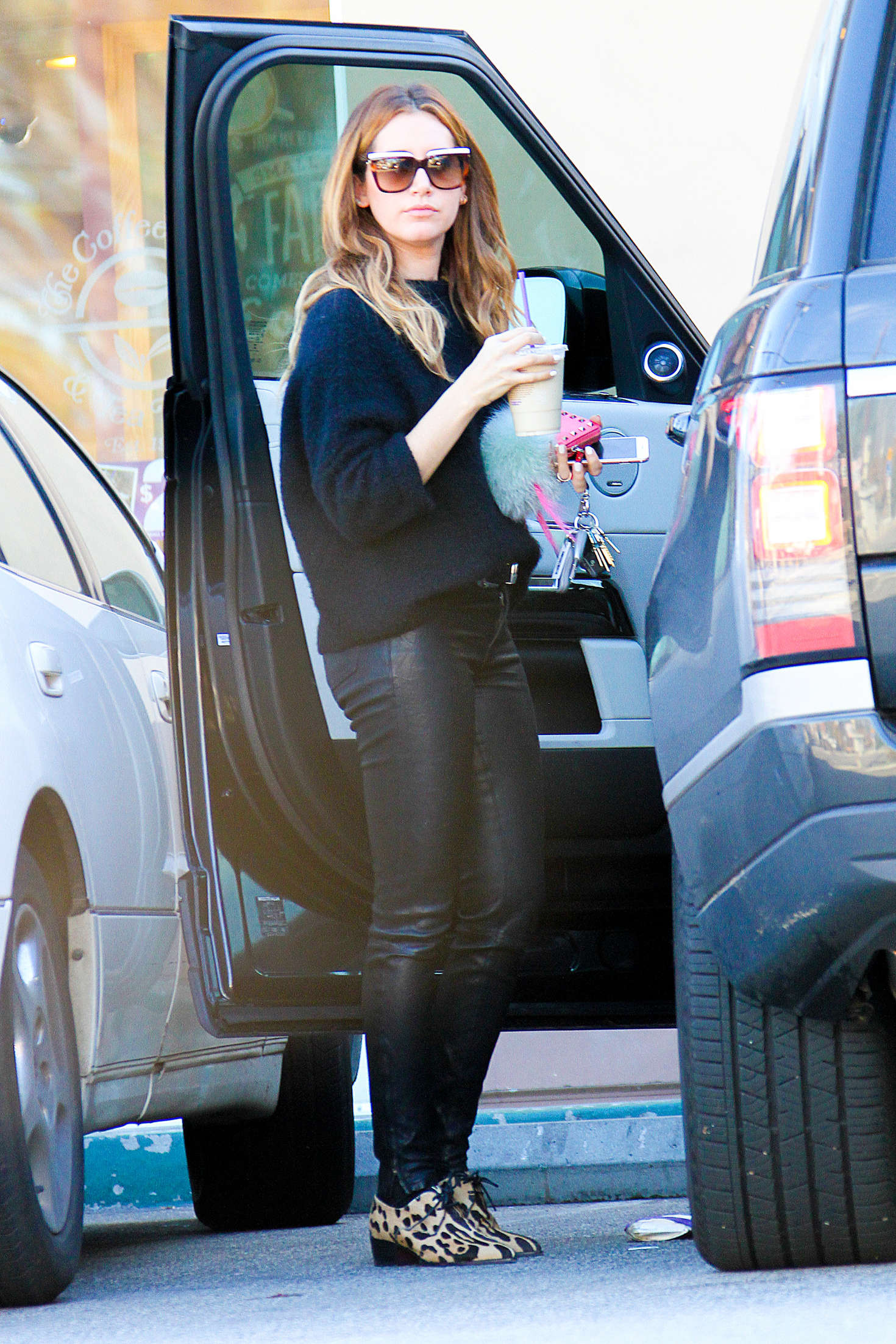 Ashley Tisdale getting some iced coffee in Studio City