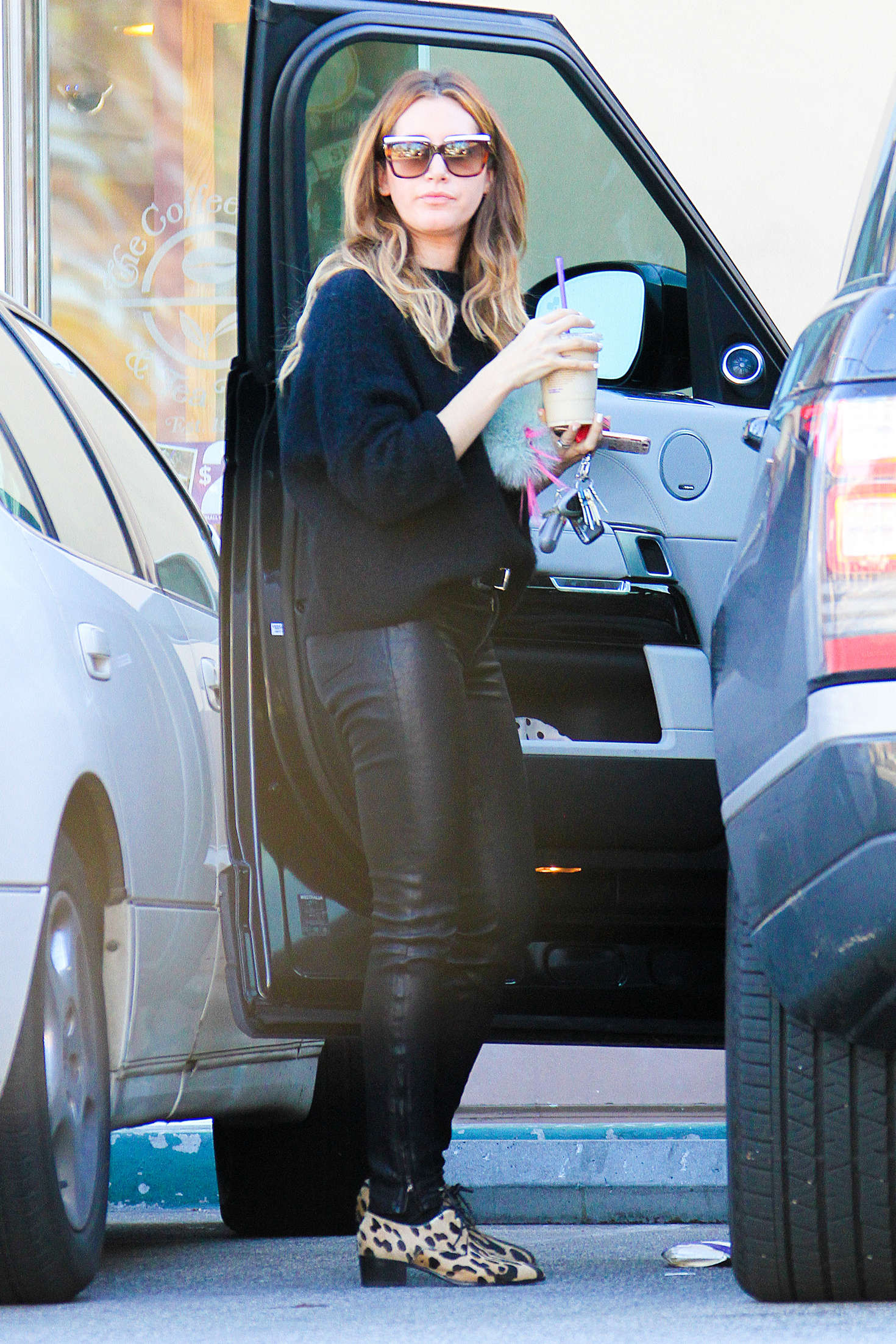 Ashley Tisdale getting some iced coffee in Studio City