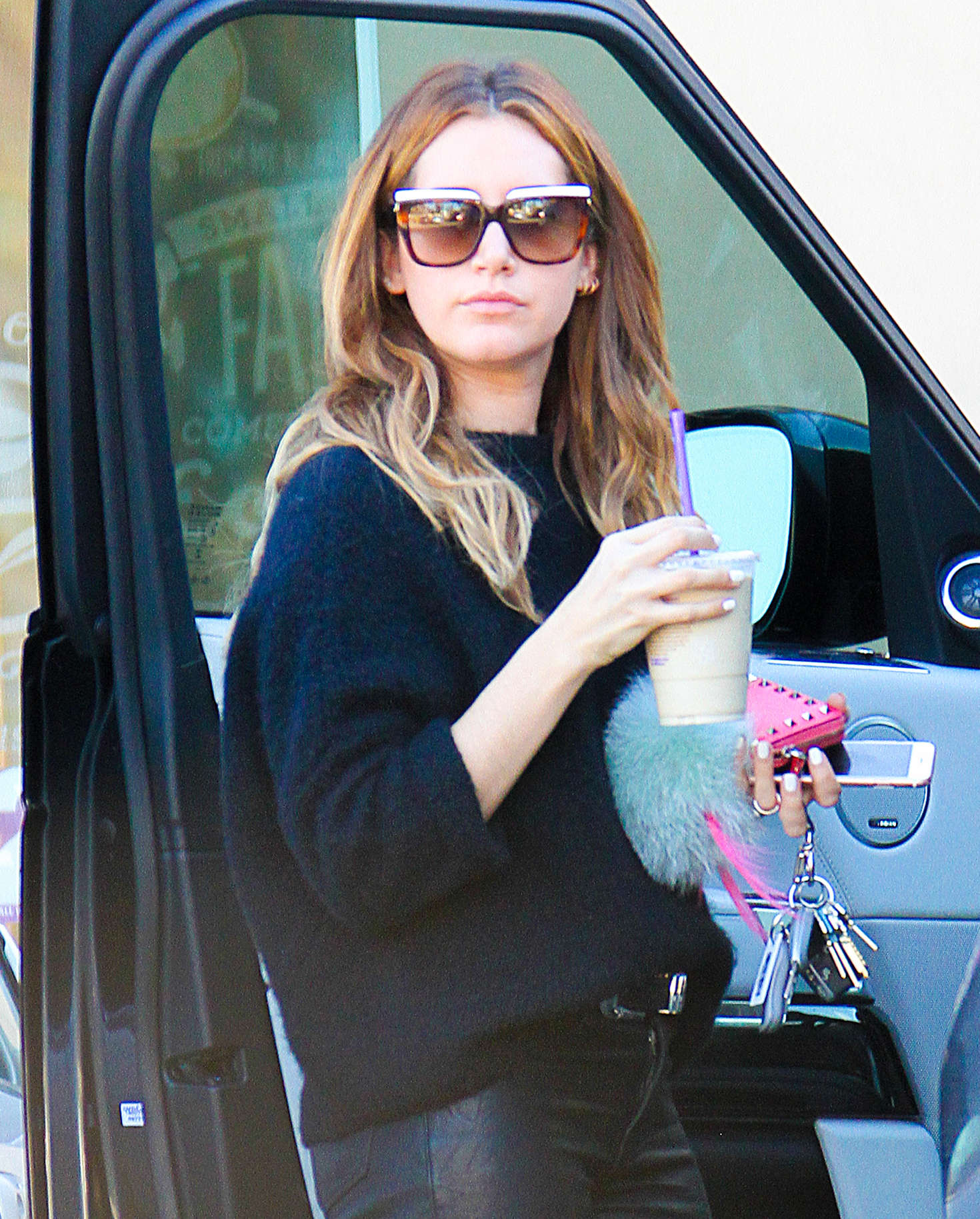 Ashley Tisdale getting some iced coffee in Studio City