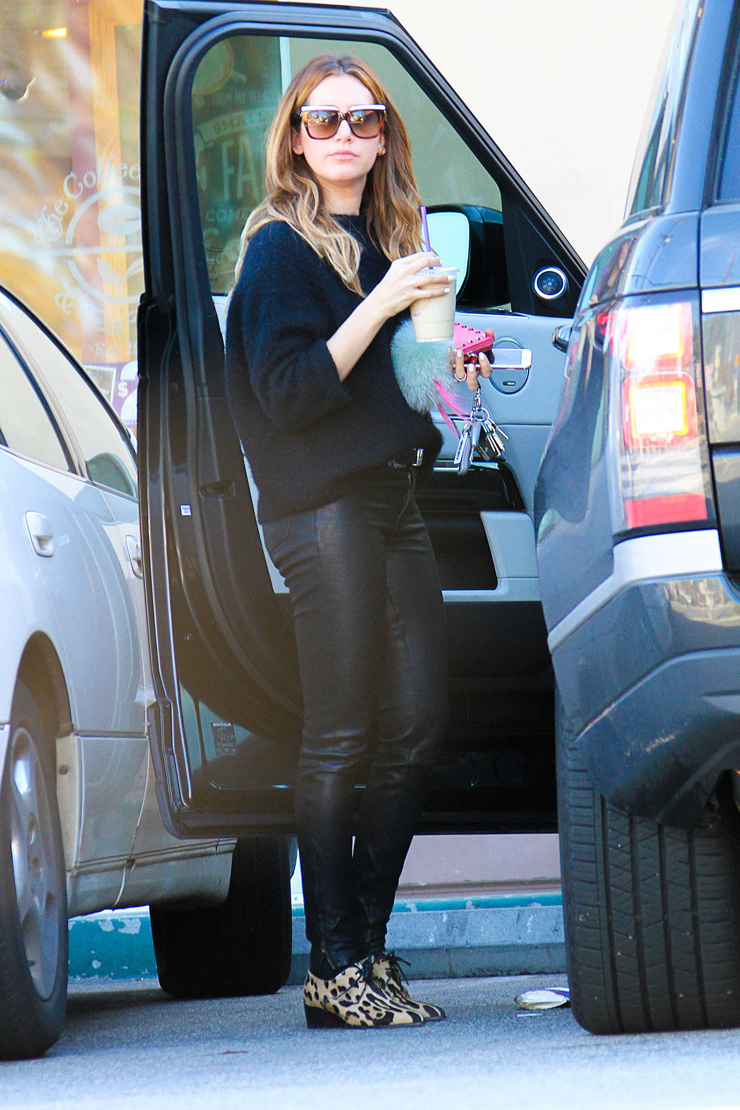 Ashley Tisdale getting some iced coffee in Studio City