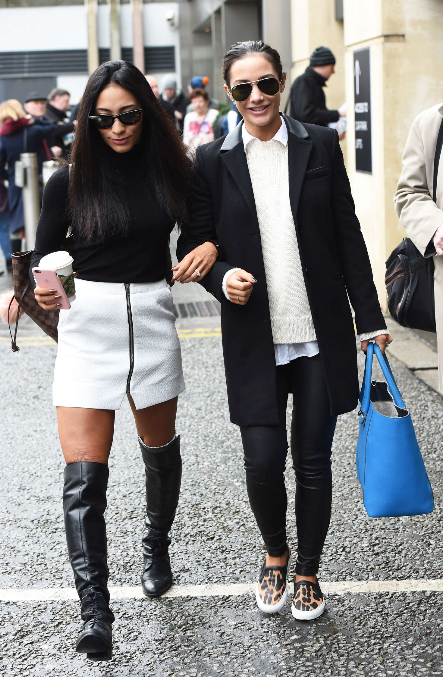 Frankie Bridge and Karen Clifton leaving their hotel in Birmingham