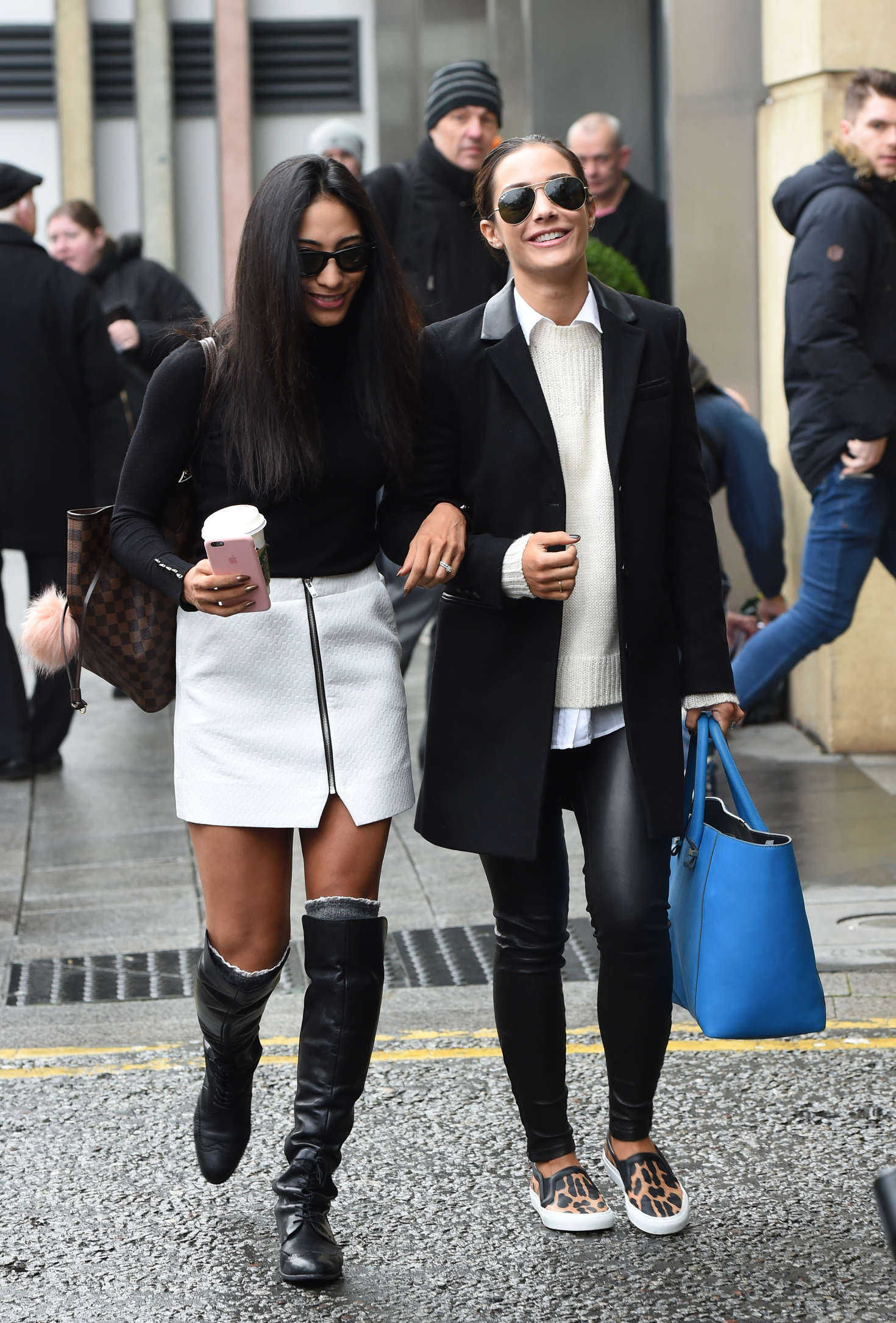 Frankie Bridge and Karen Clifton leaving their hotel in Birmingham