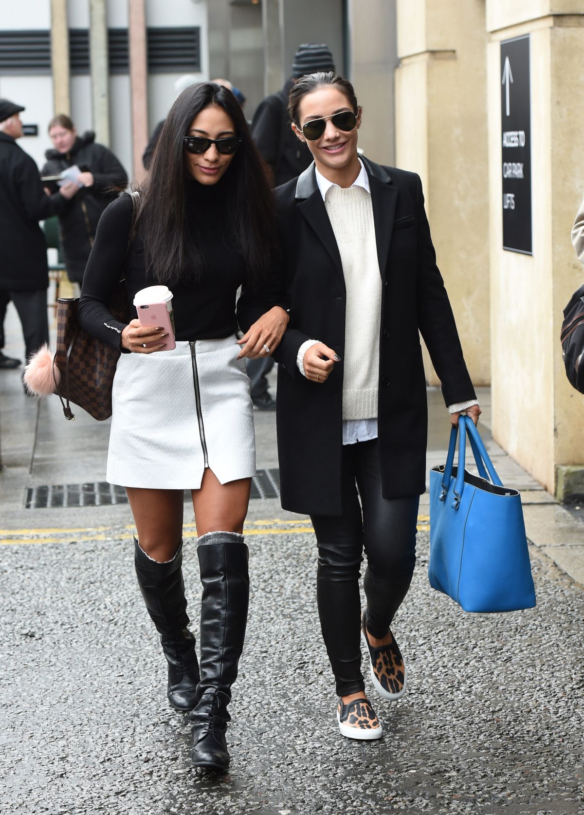 Frankie Bridge and Karen Clifton leaving their hotel in Birmingham