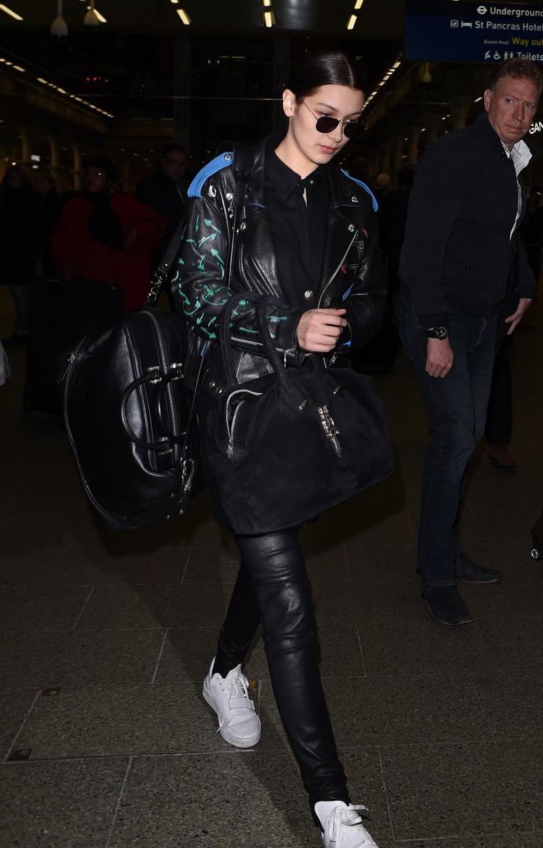Bella Hadid arrives at the George V Hotel