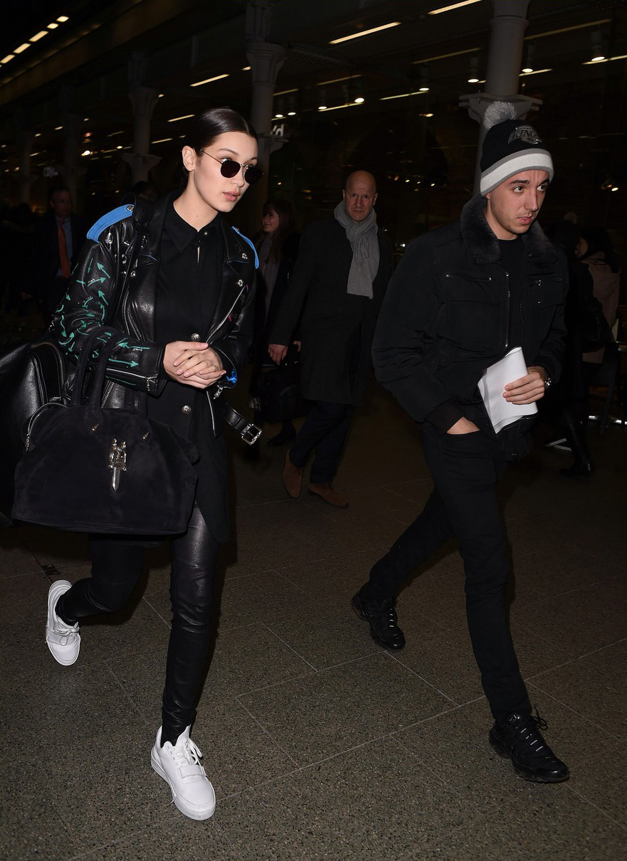 Bella Hadid arrives at the George V Hotel