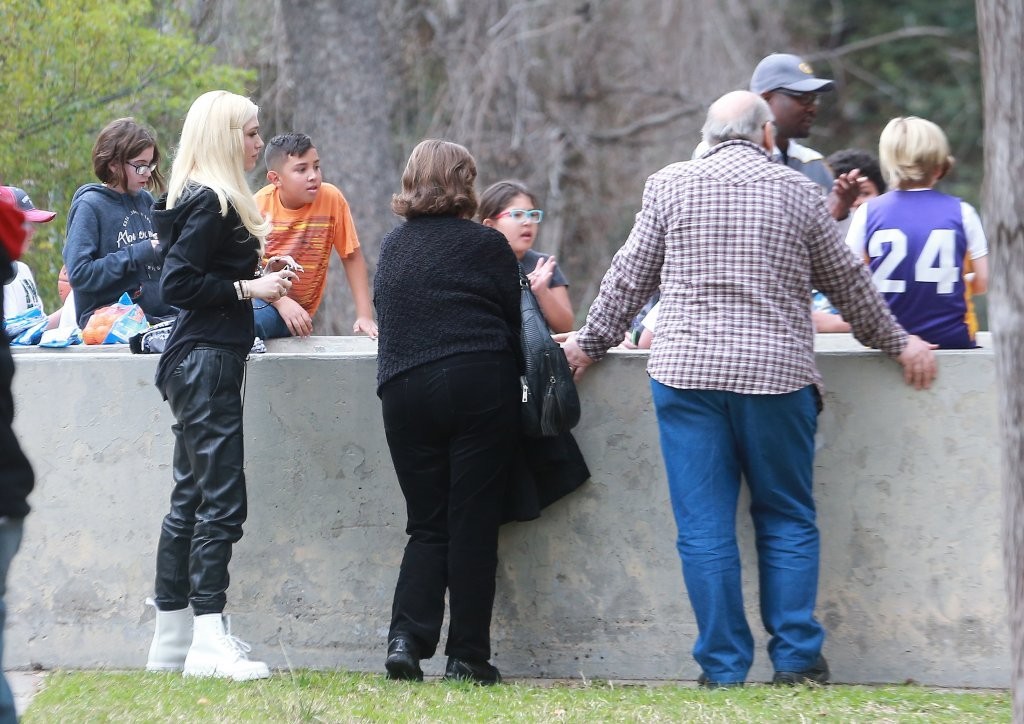 Gwen Stefani out in a park in LA