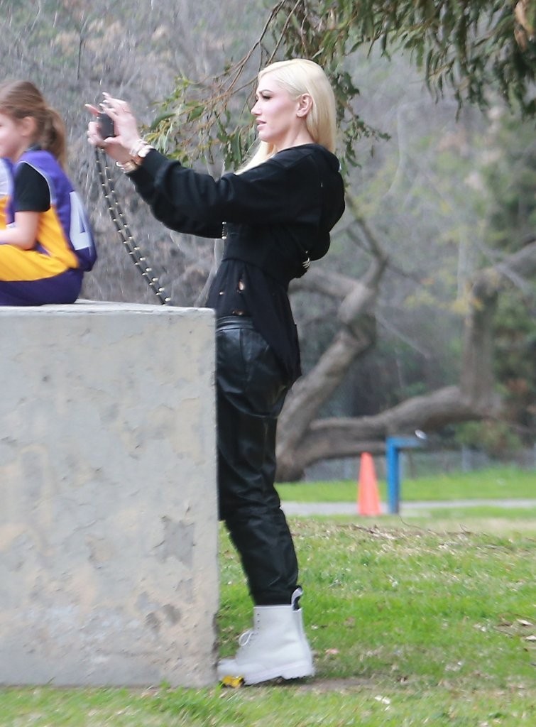 Gwen Stefani out in a park in LA