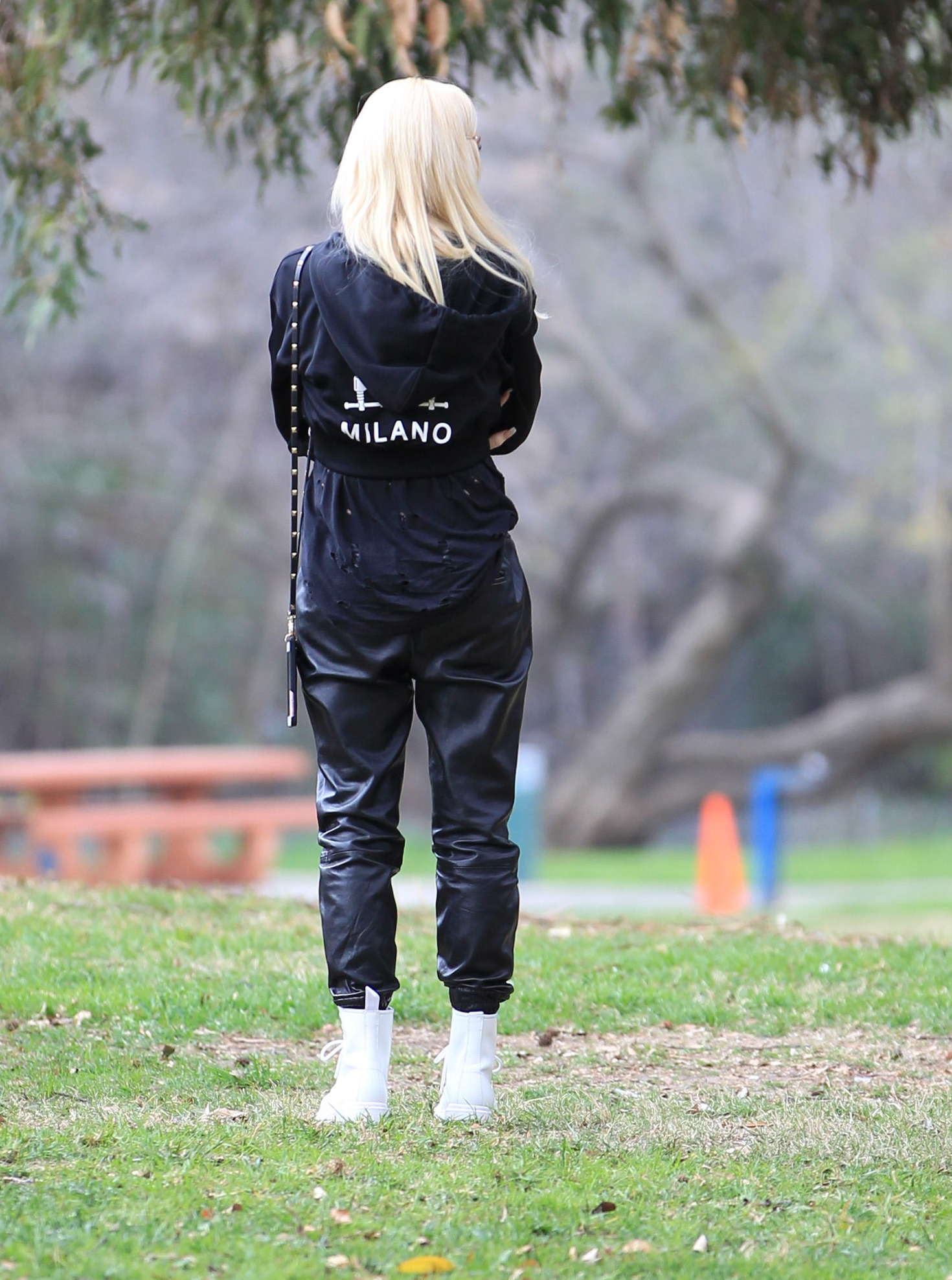 Gwen Stefani out in a park in LA