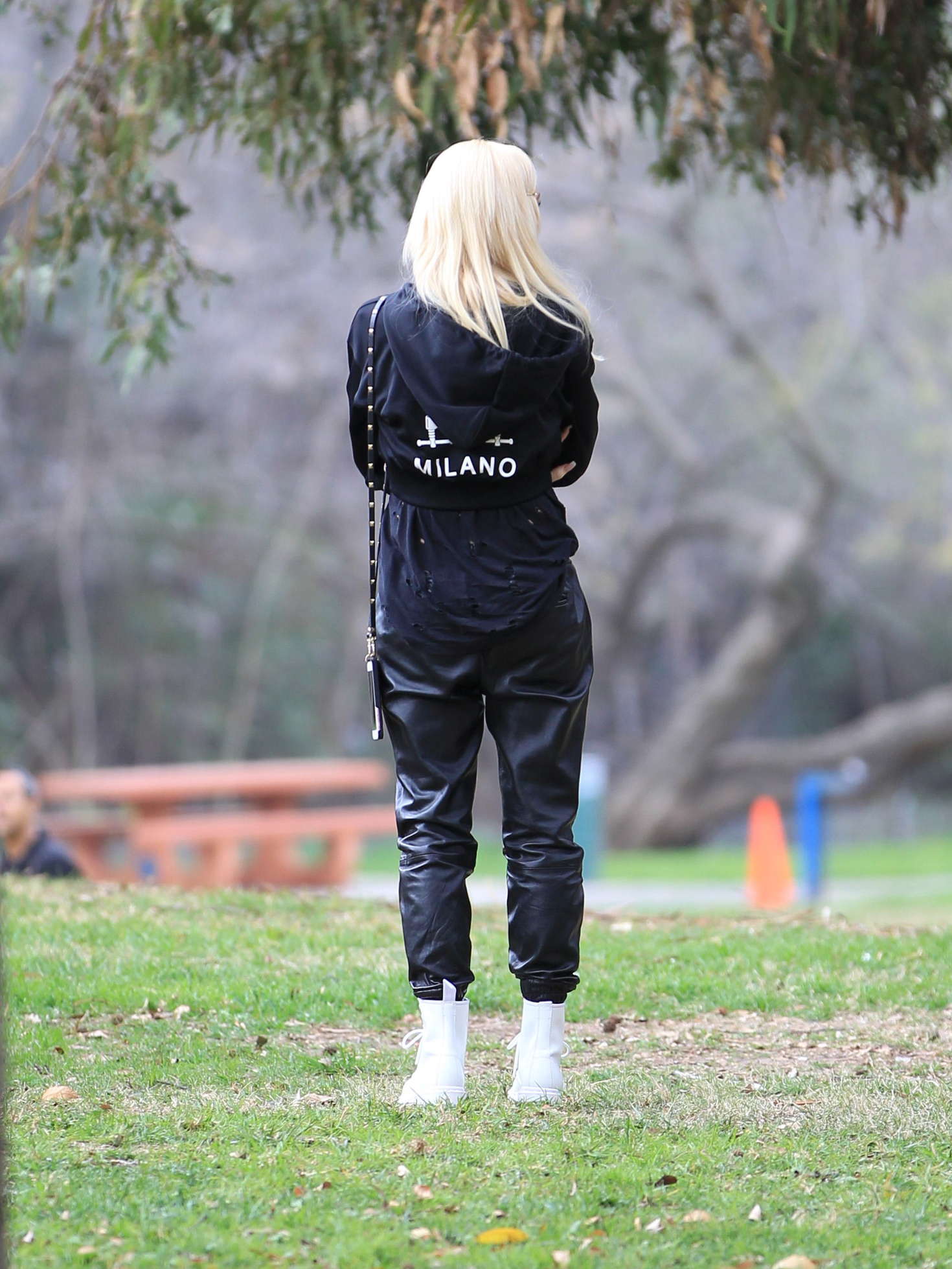 Gwen Stefani out in a park in LA