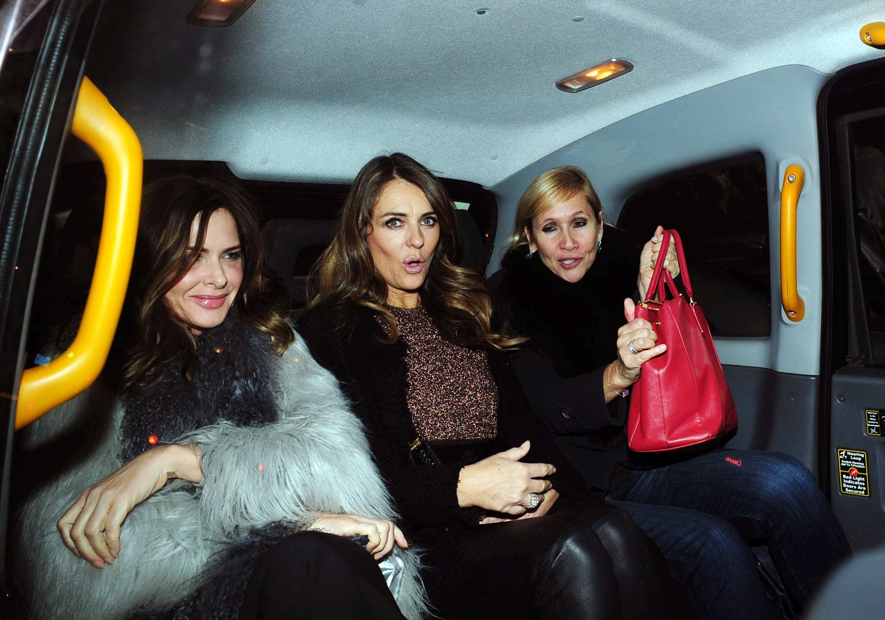 Liz Hurley out for a girls dinner at the Bulgari hotel