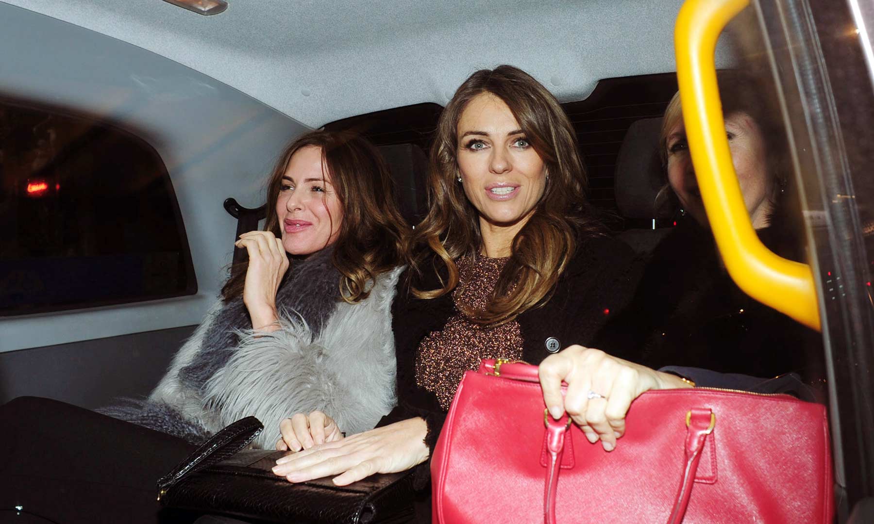 Liz Hurley out for a girls dinner at the Bulgari hotel