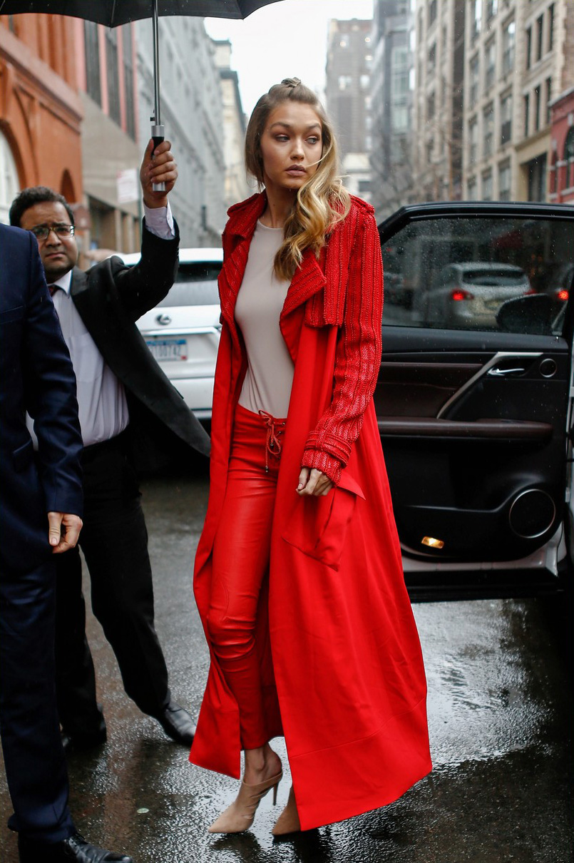 Gigi Hadid heads out during 2016 New York Fashion Week