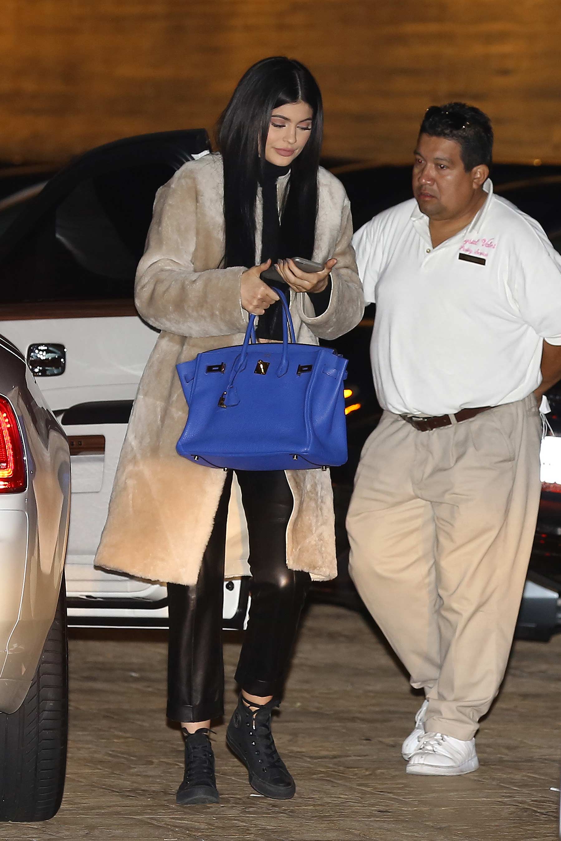 Kylie Jenner arriving at Nobu Restaurant