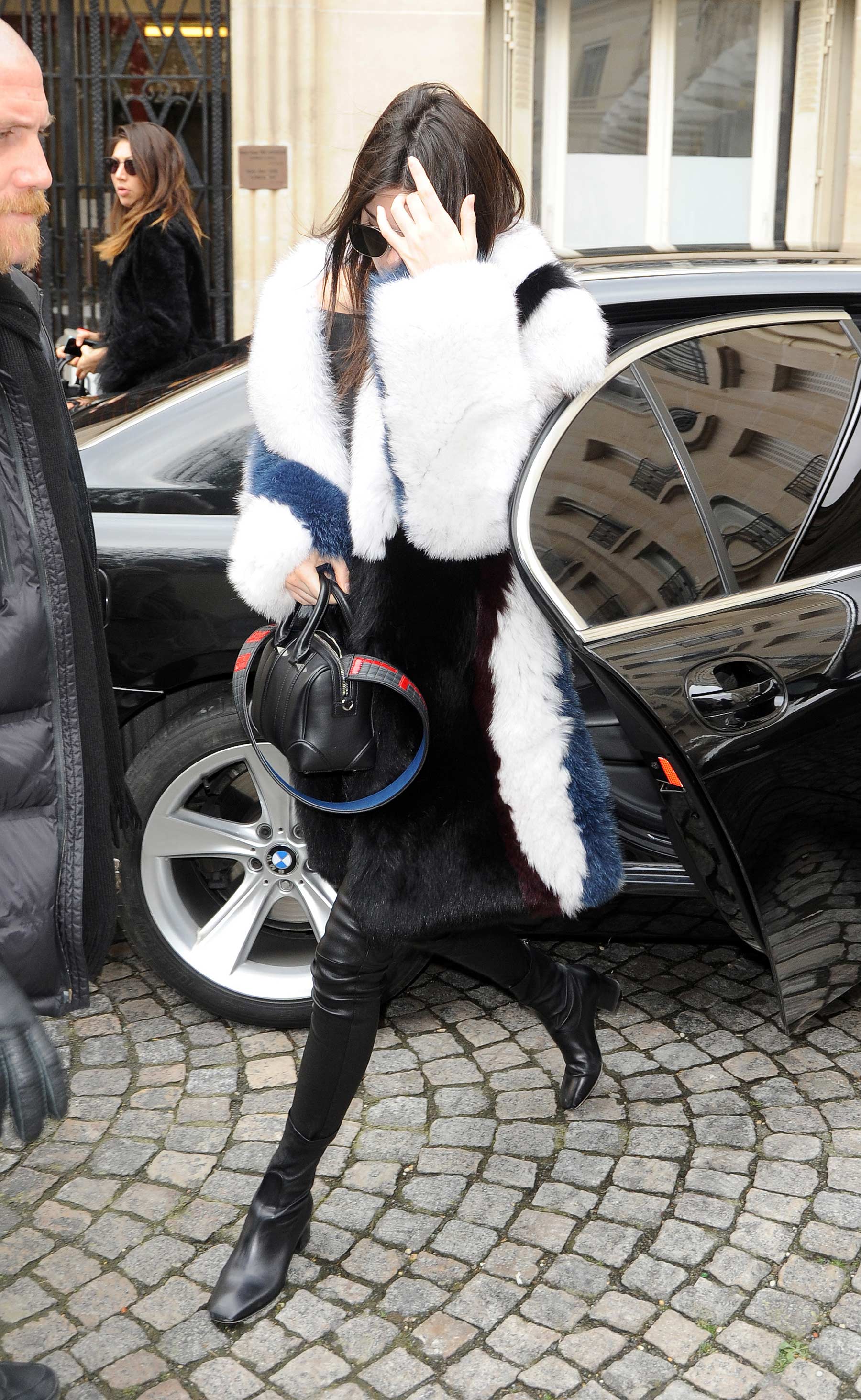 Kendall Jenner arriving at the Balmain Fashion Show