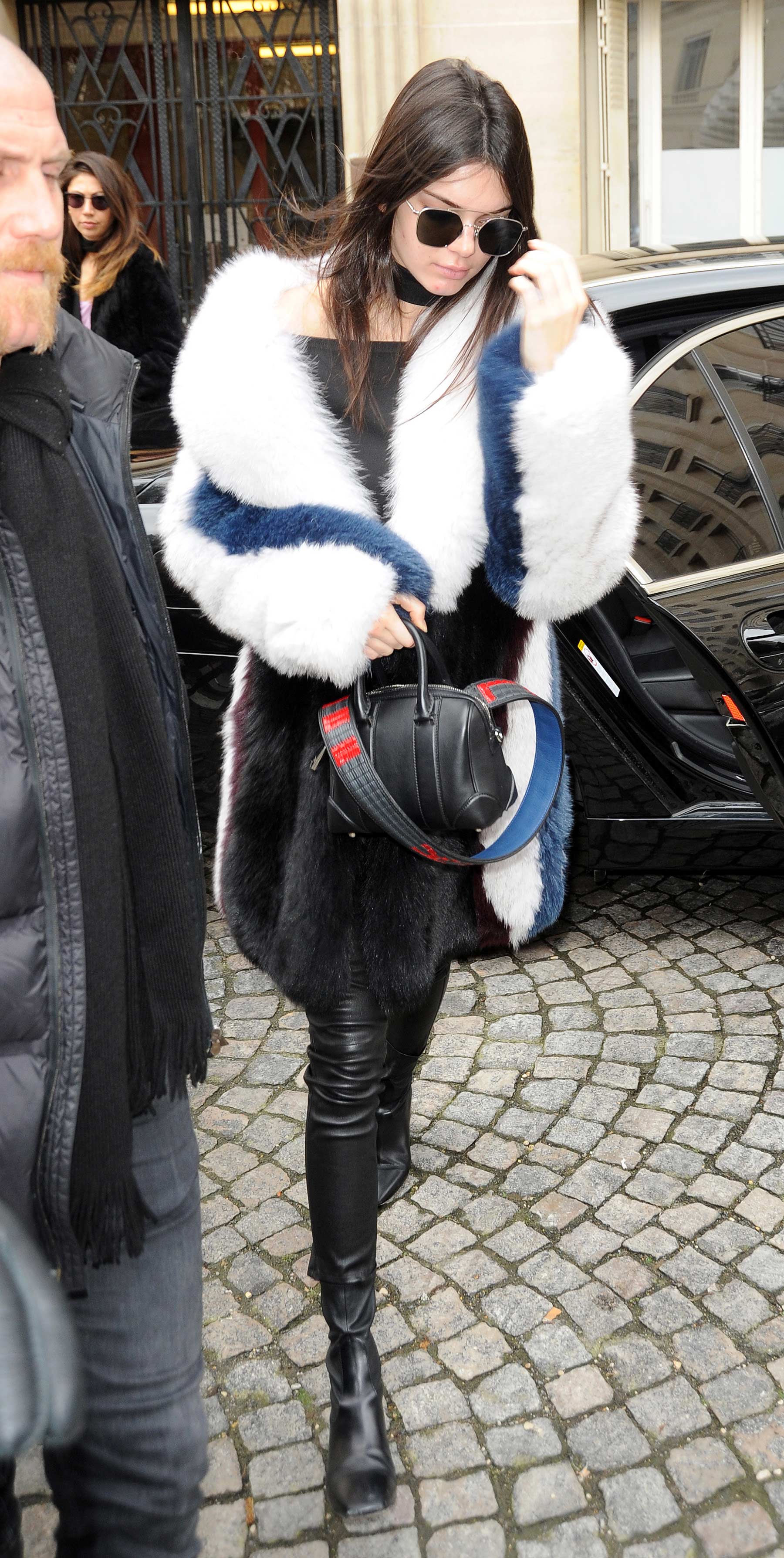 Kendall Jenner arriving at the Balmain Fashion Show