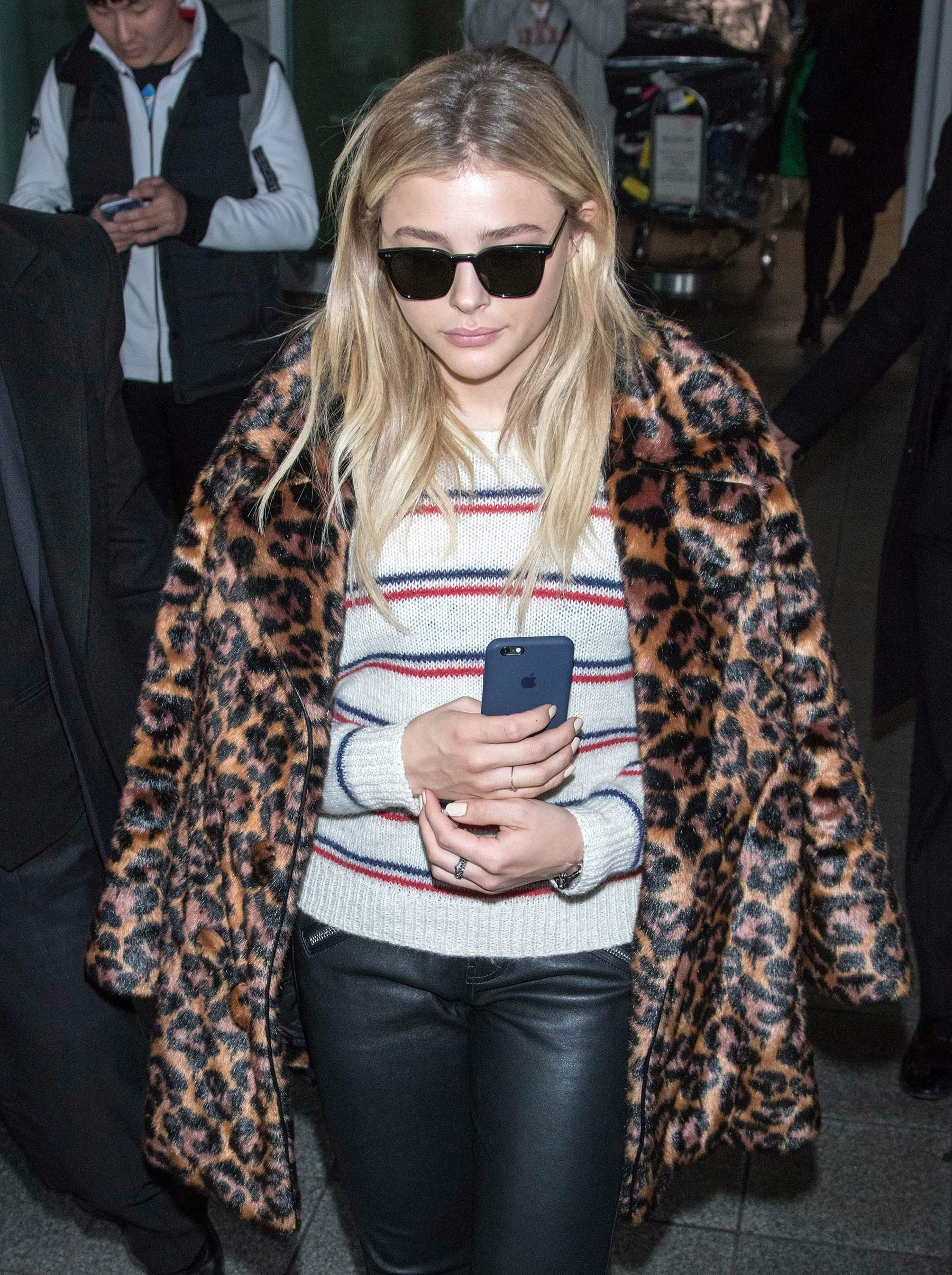 Chloe Moretz arriving at Incheon Airport in Seoul