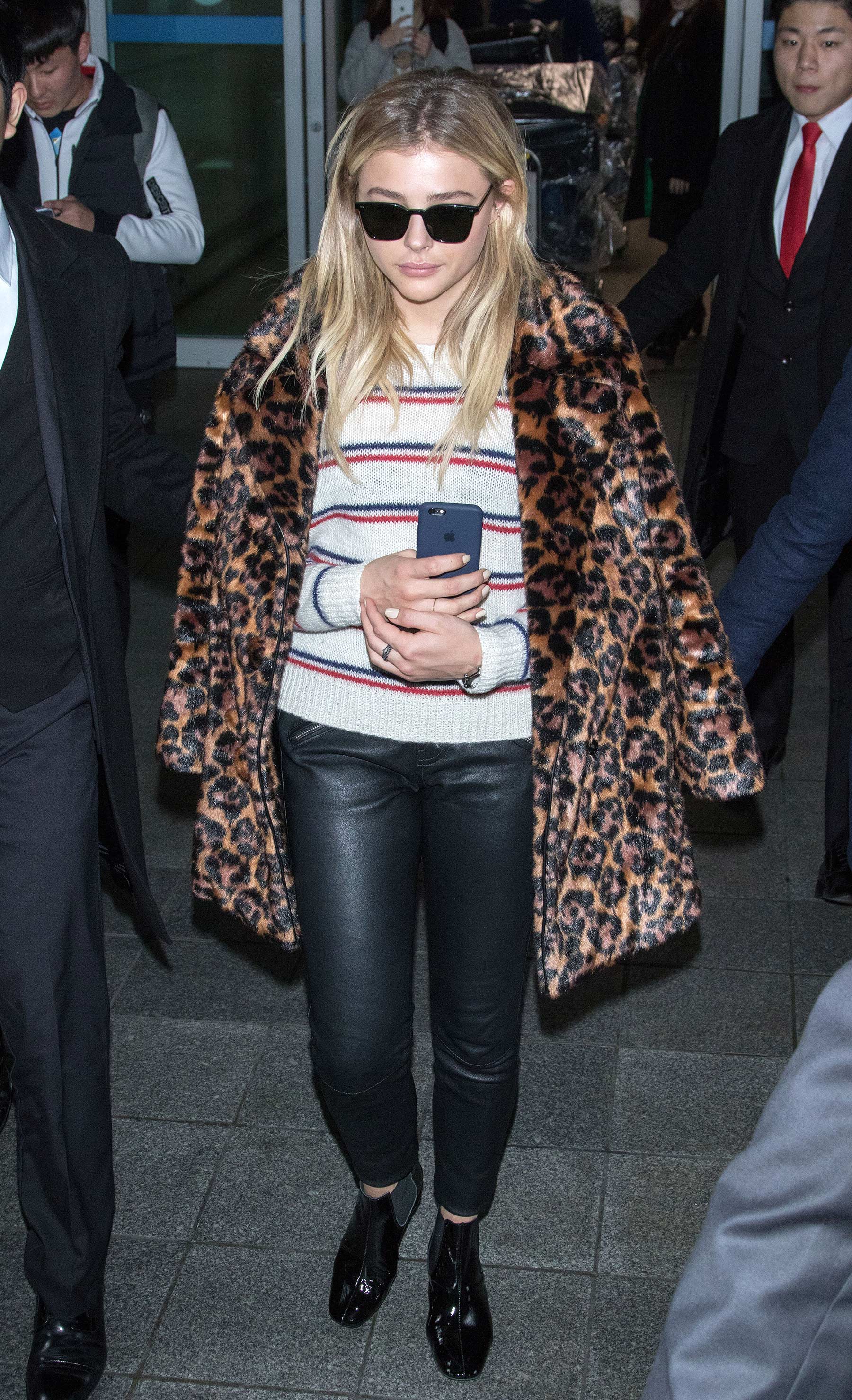 Chloe Moretz arriving at Incheon Airport in Seoul