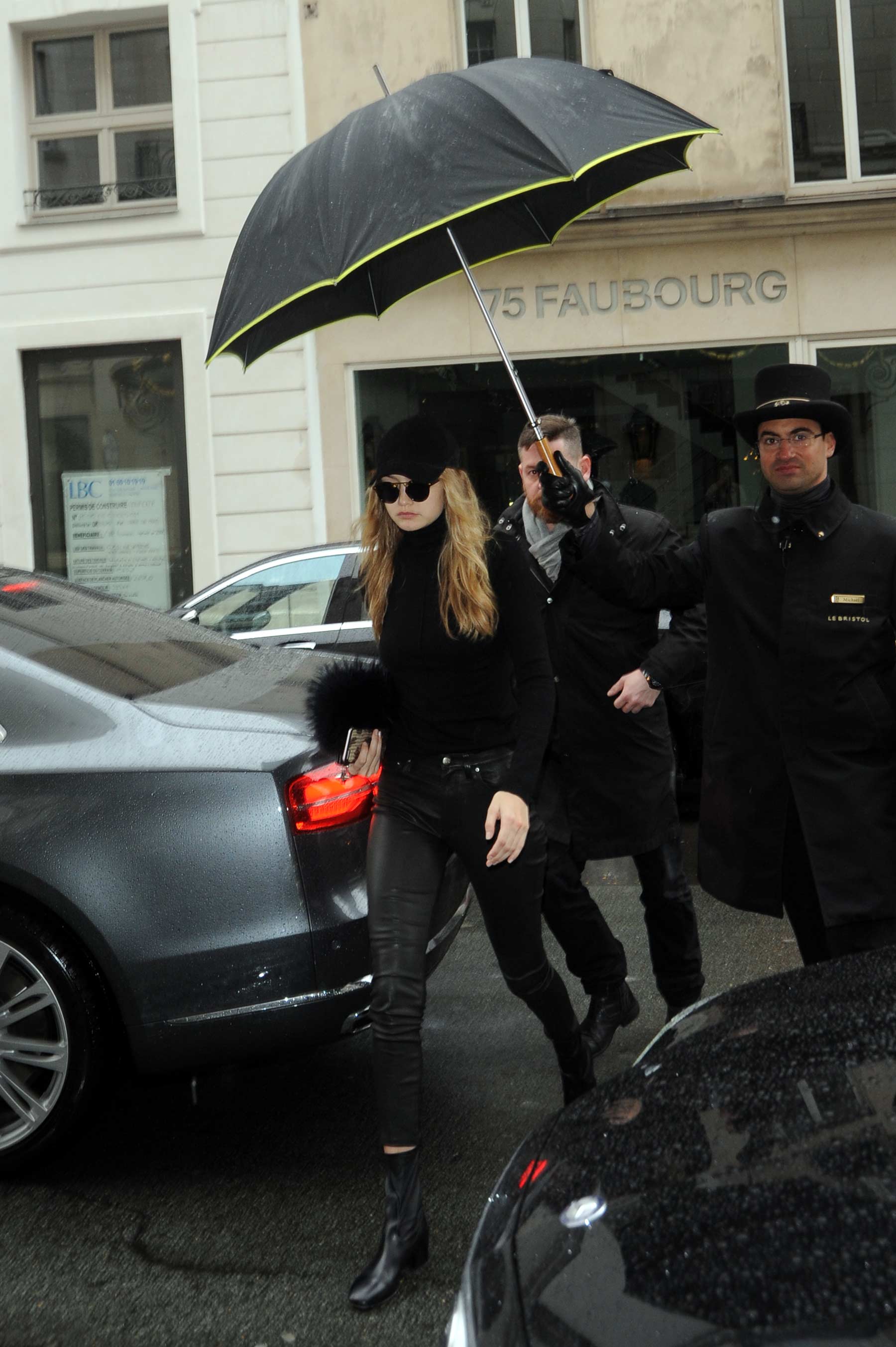 Gigi Hadid leaving her hotel in Paris