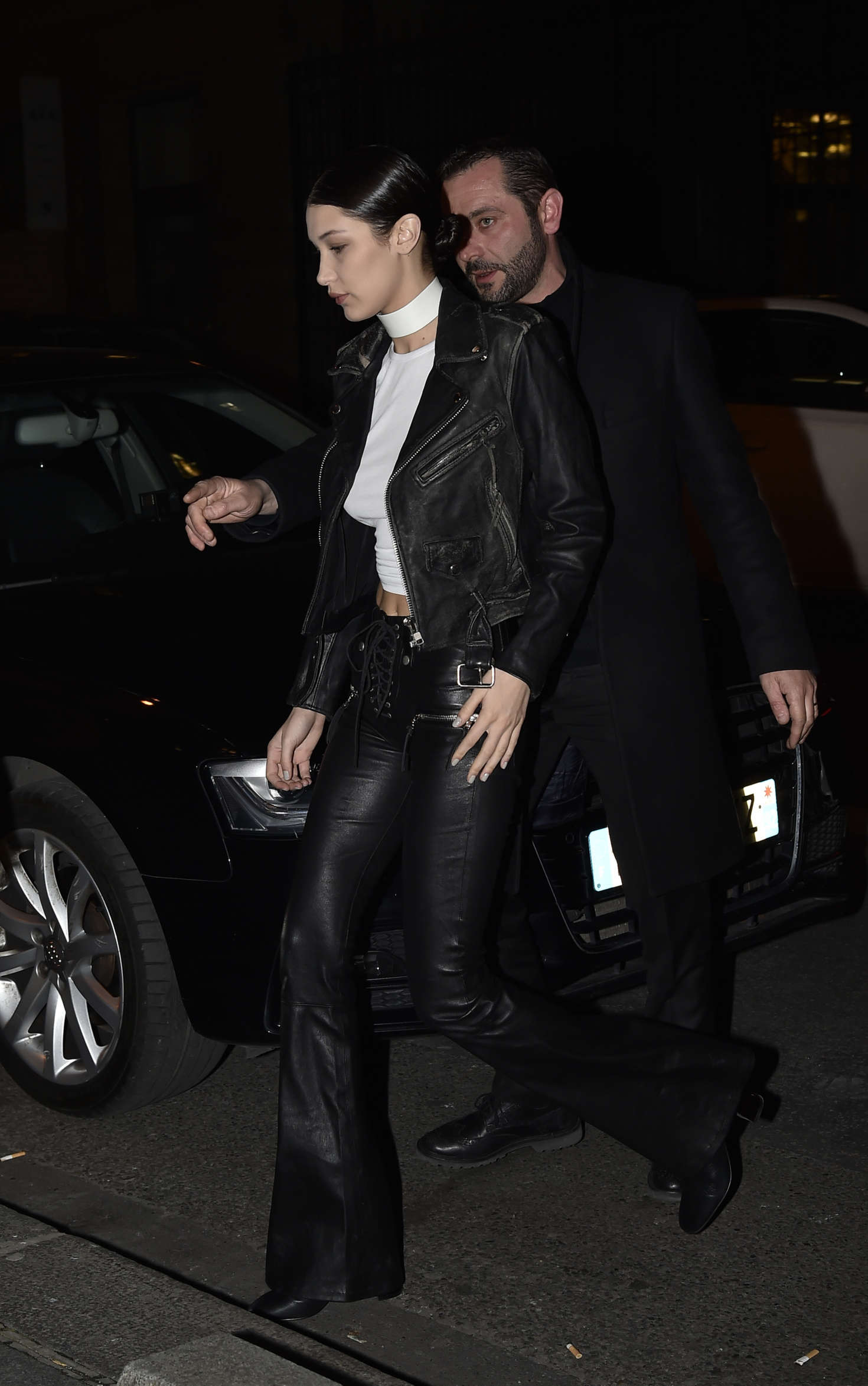 Bella Hadid arriving at Miu Miu Offices