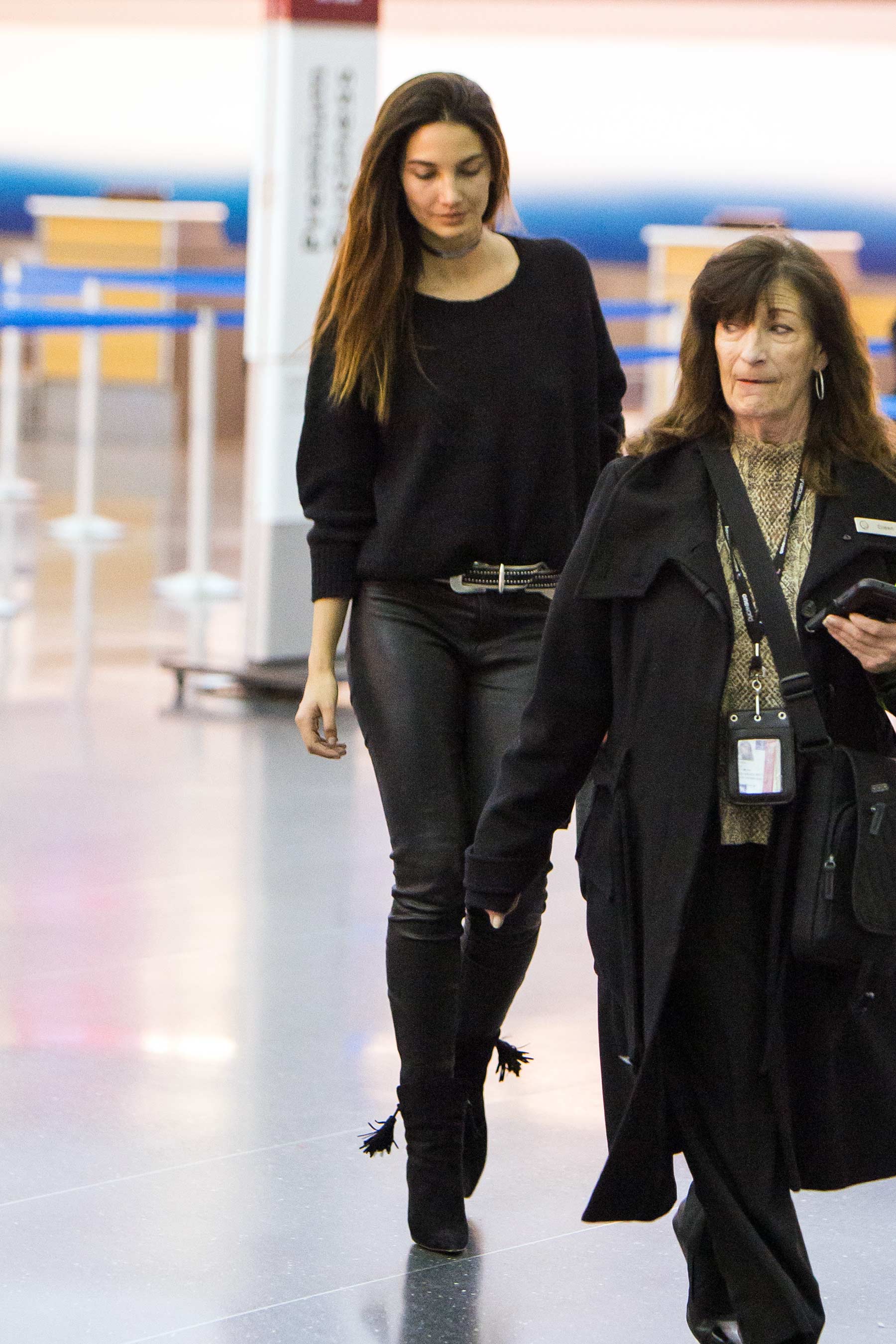 Lily Aldridge at JFK airport