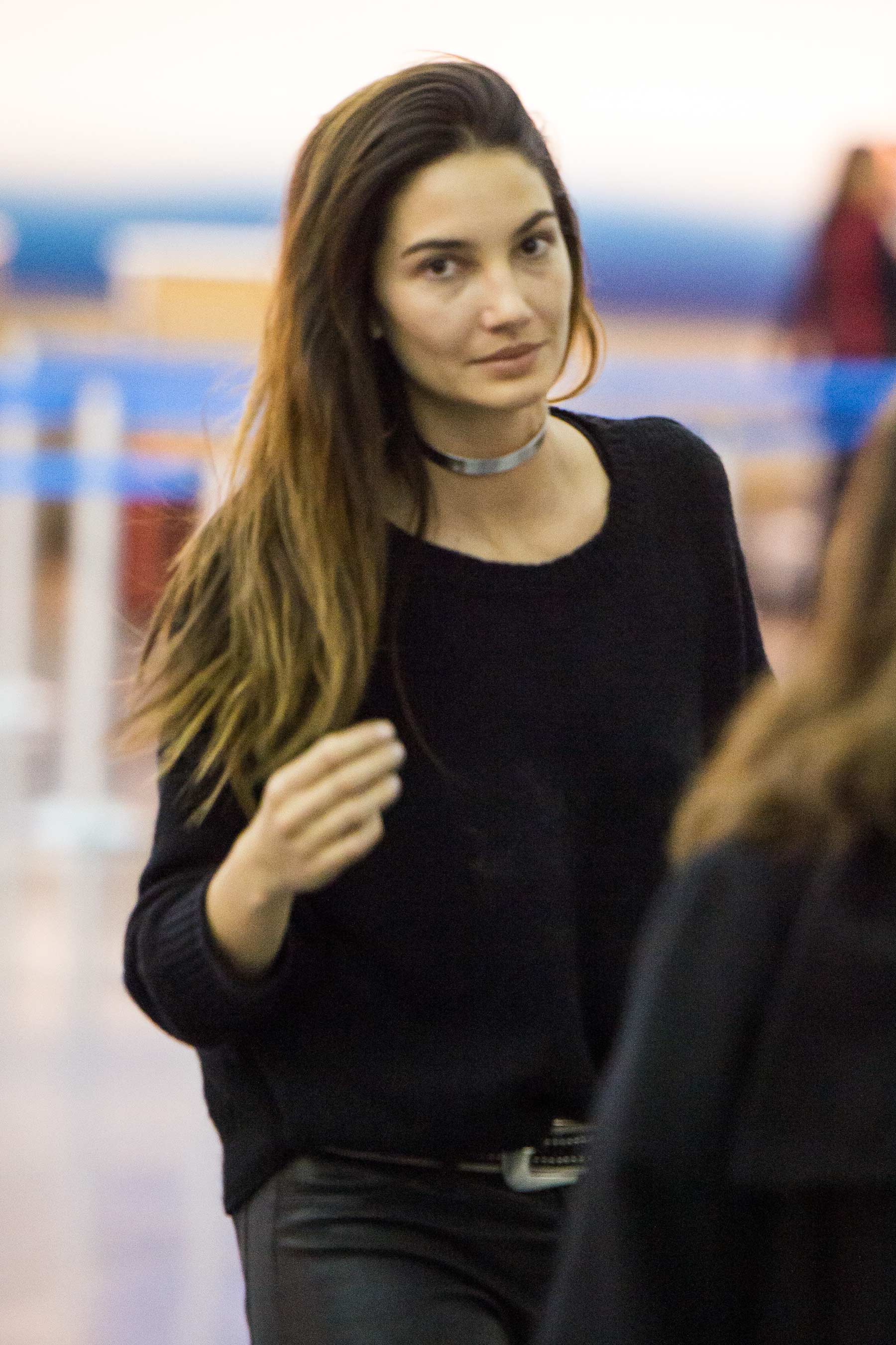 Lily Aldridge at JFK airport