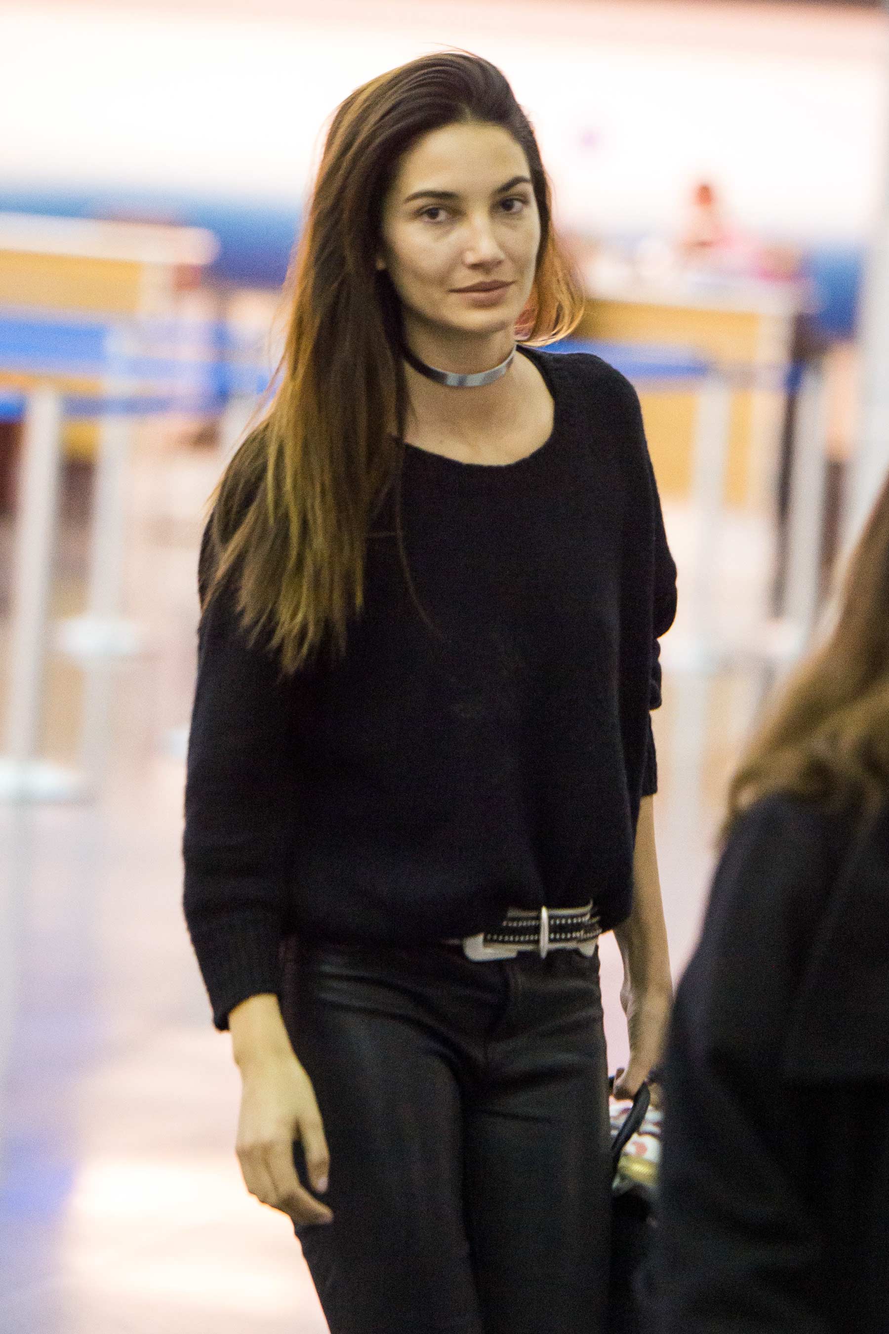 Lily Aldridge at JFK airport