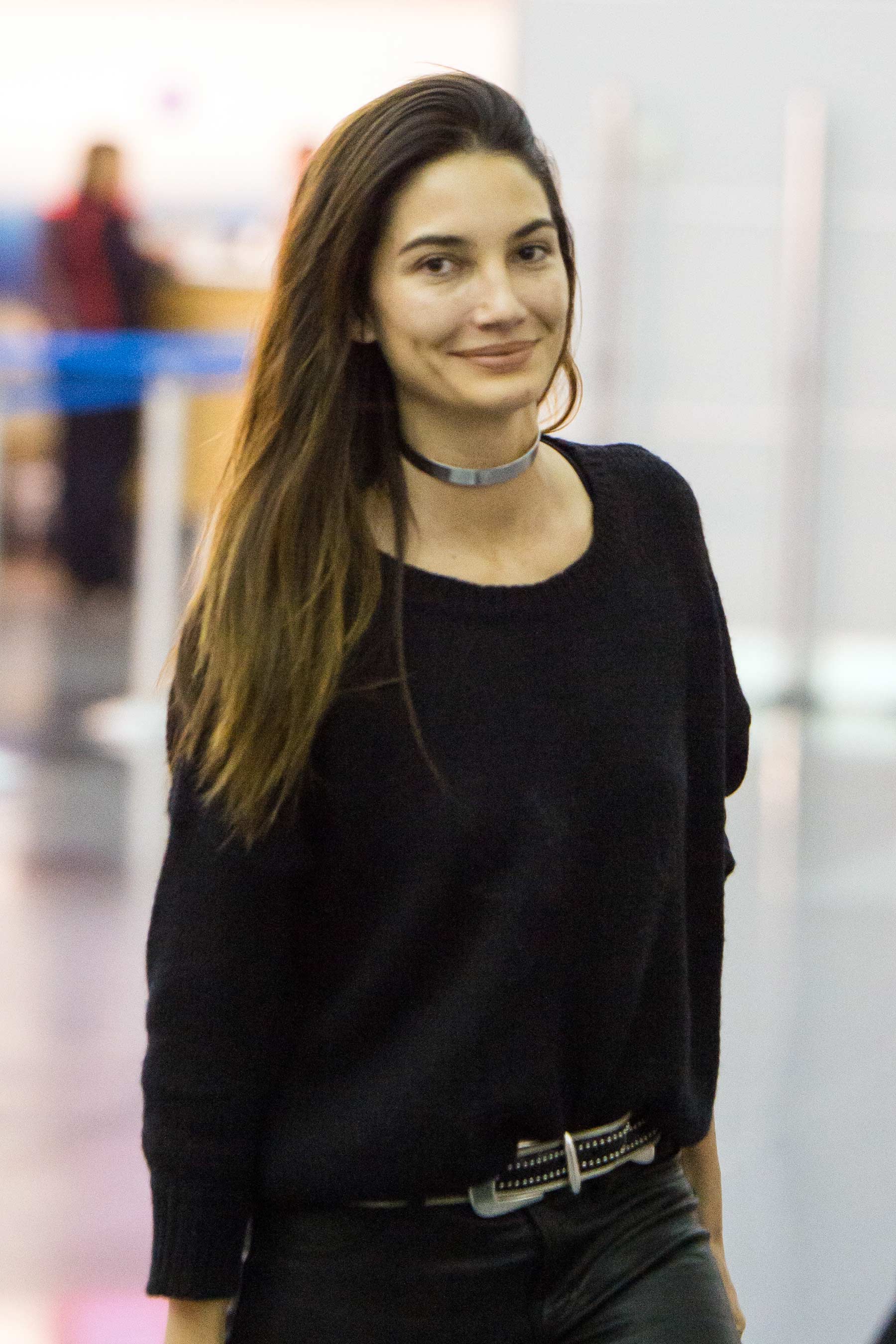 Lily Aldridge at JFK airport