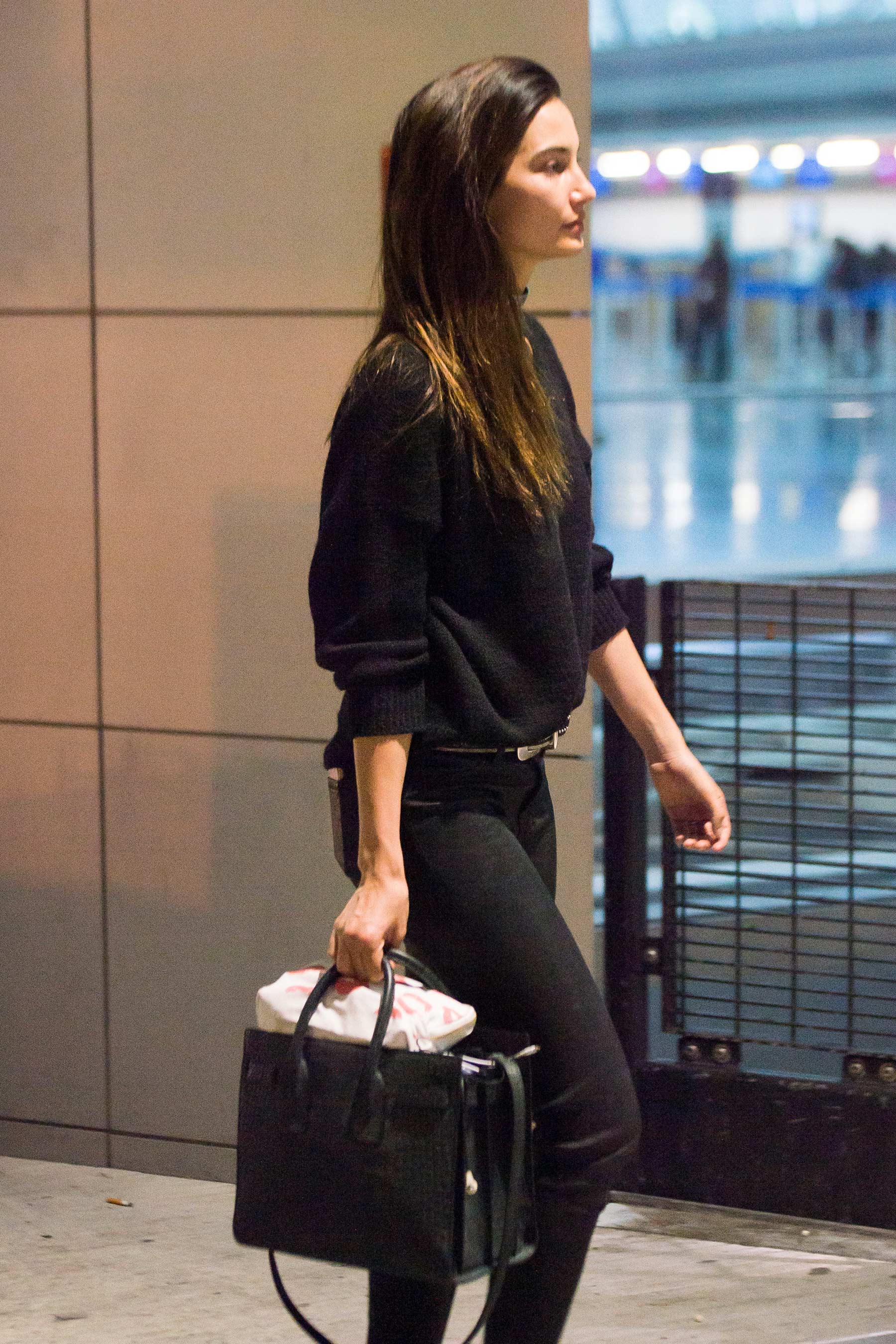 Lily Aldridge at JFK airport