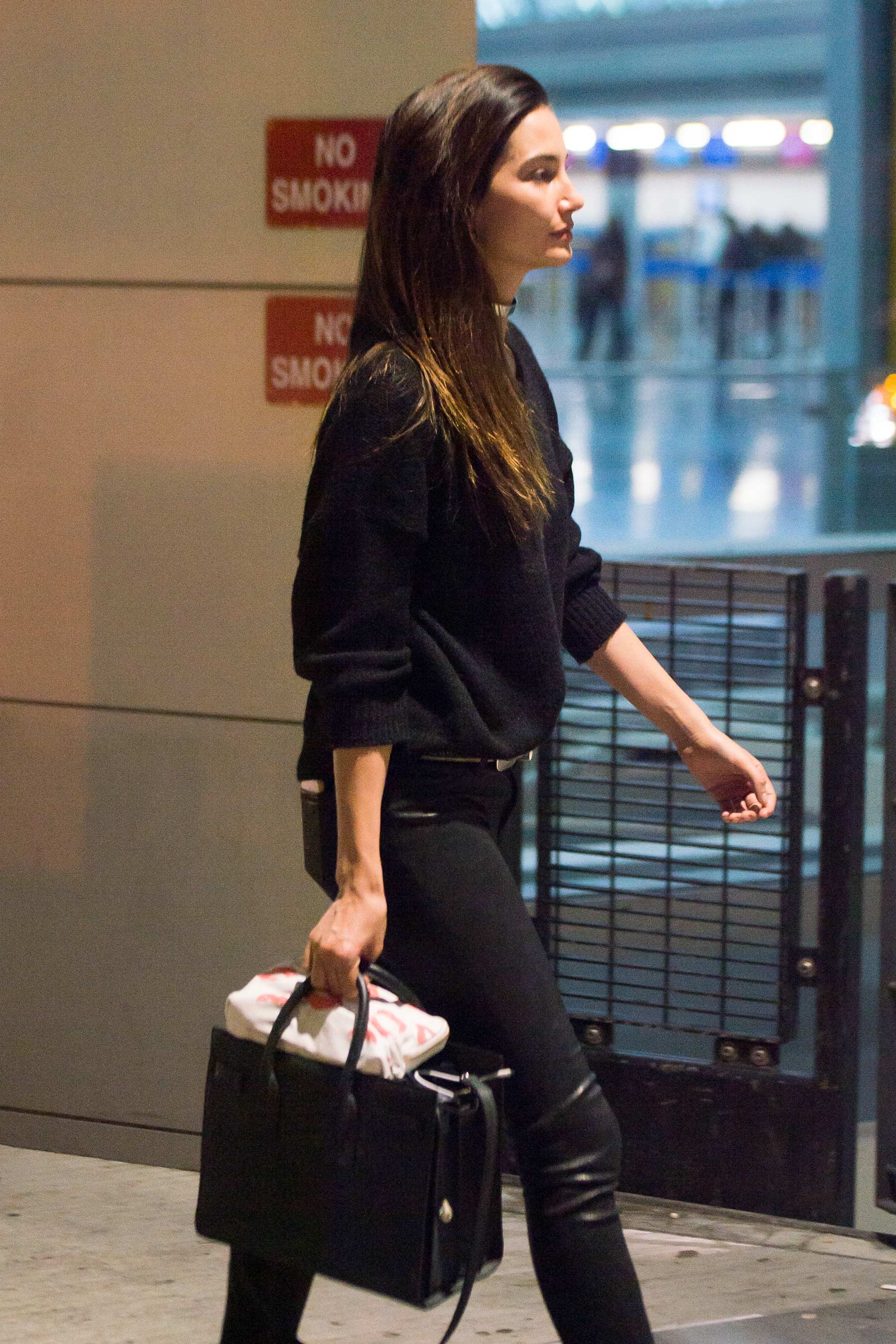 Lily Aldridge at JFK airport