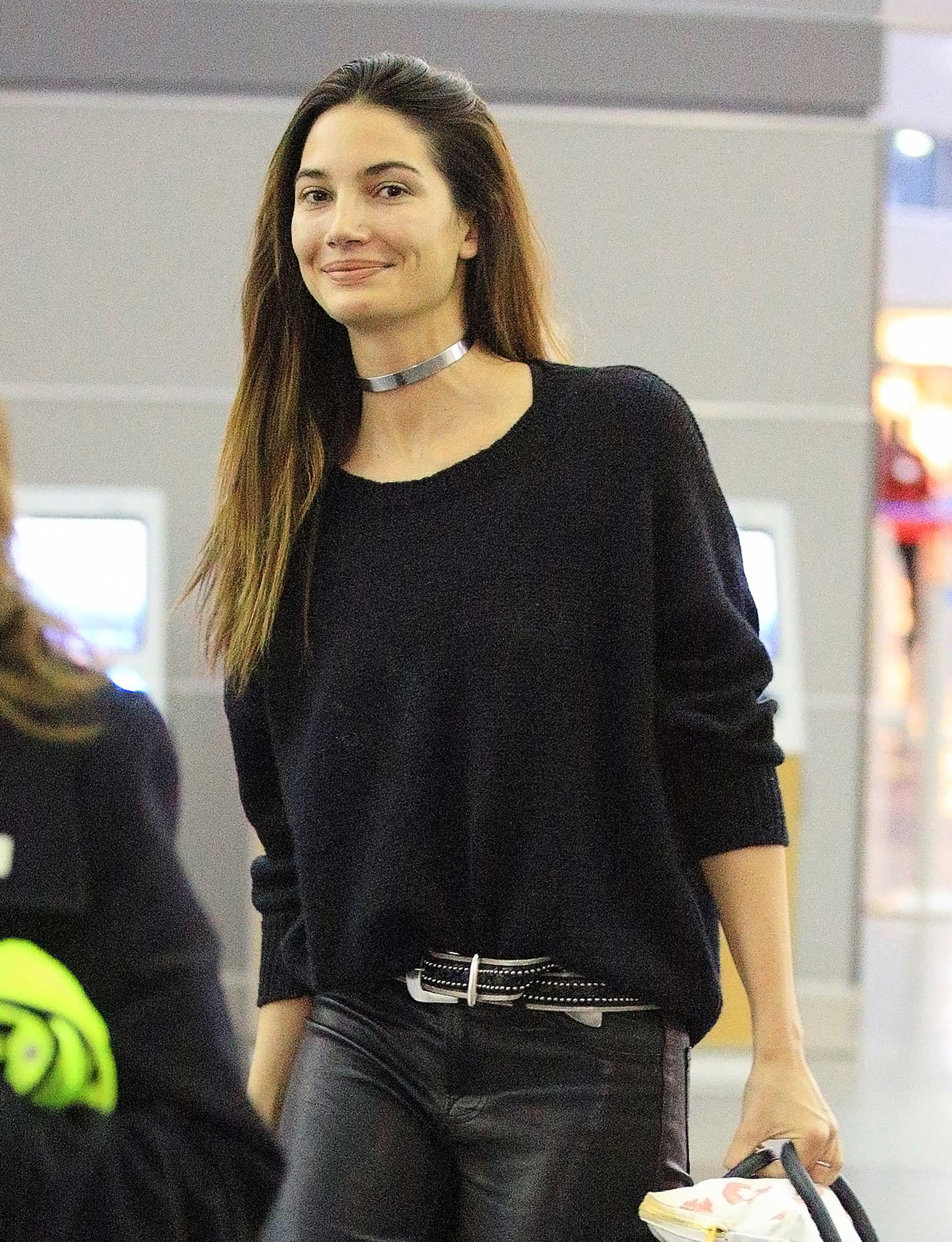 Lily Aldridge at JFK airport