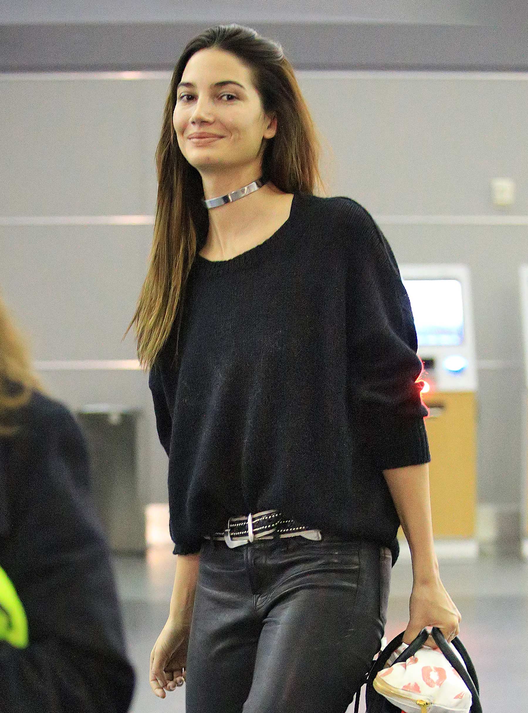 Lily Aldridge at JFK airport