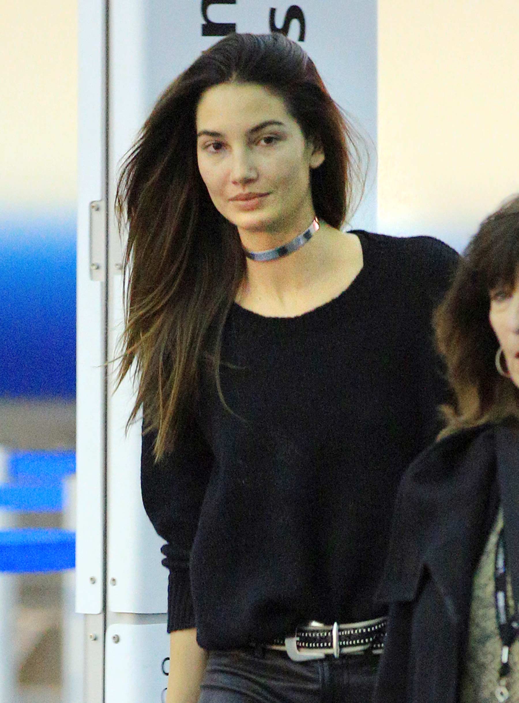 Lily Aldridge at JFK airport