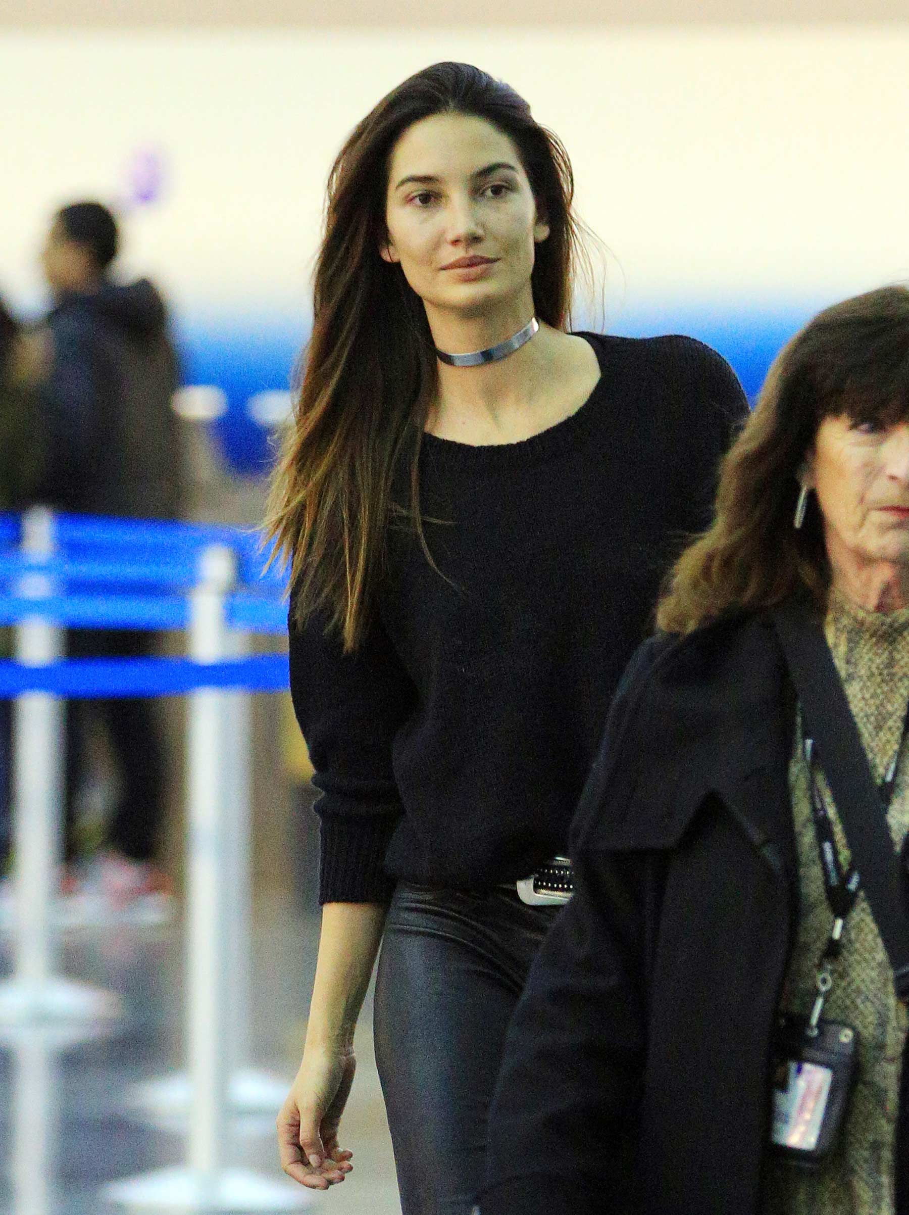 Lily Aldridge at JFK airport