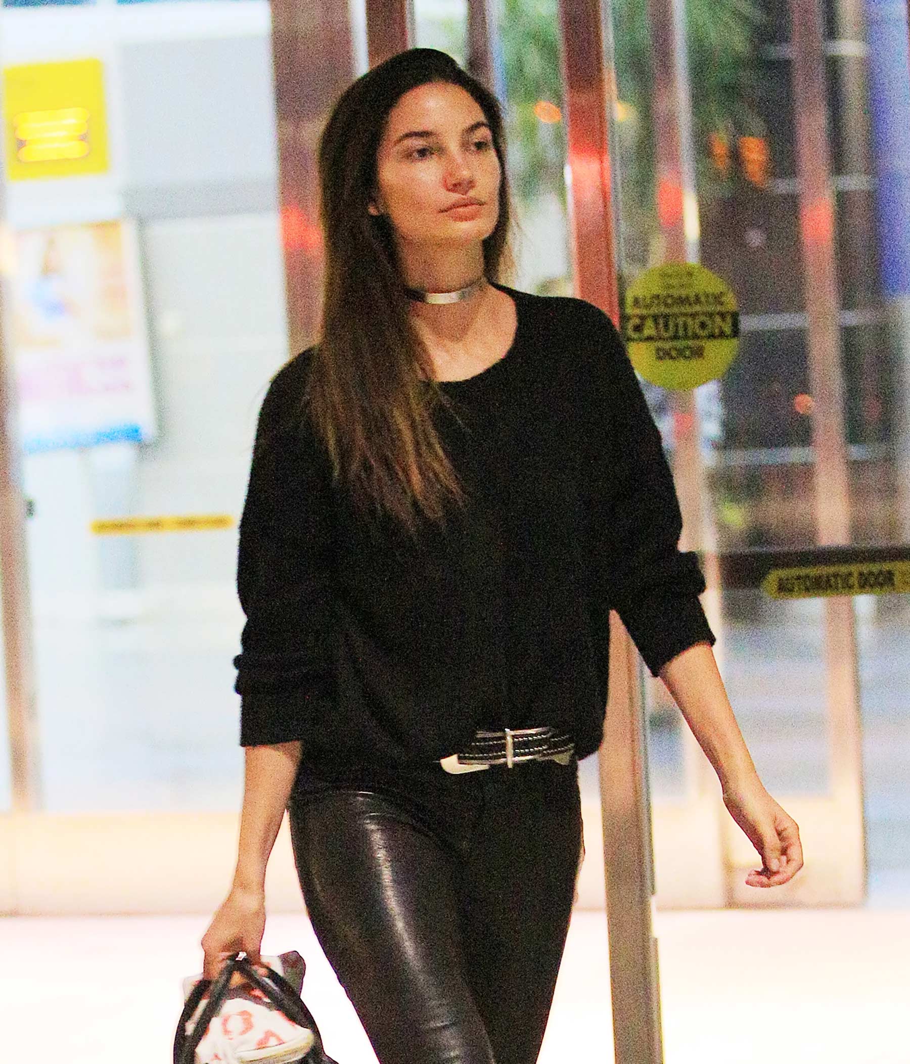 Lily Aldridge at JFK airport