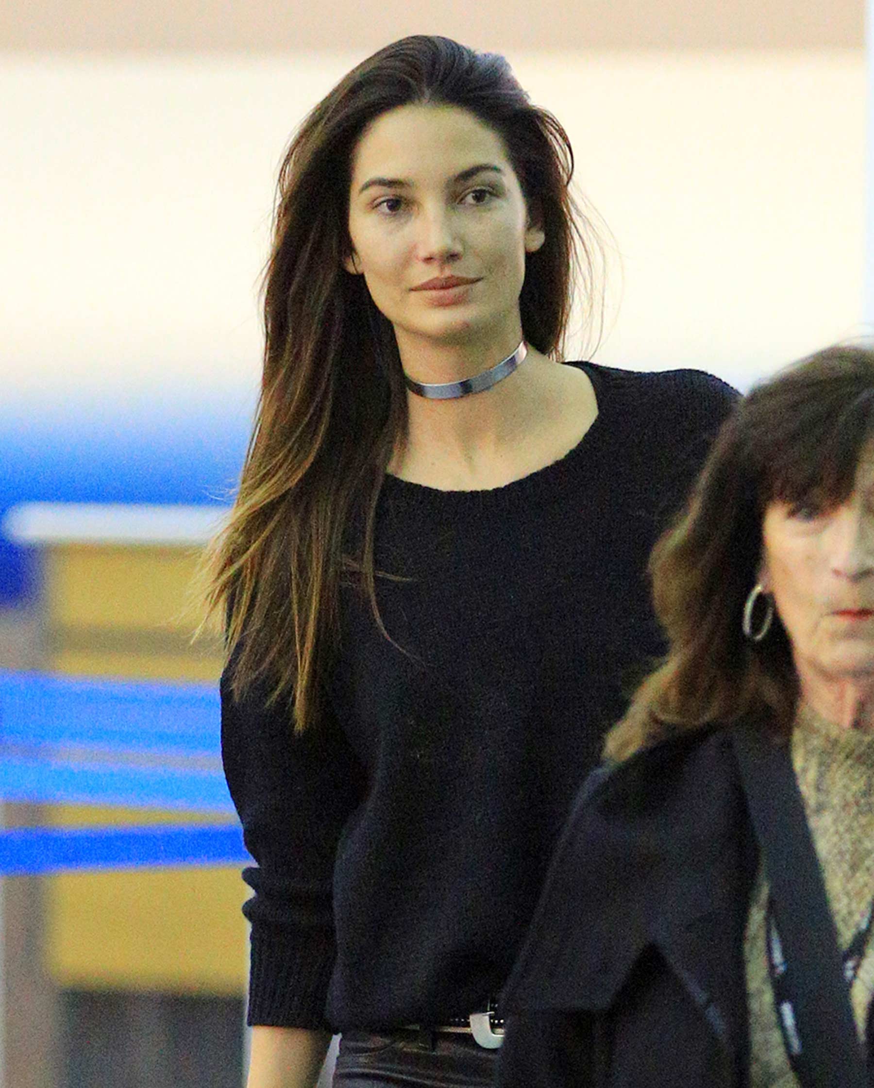 Lily Aldridge at JFK airport