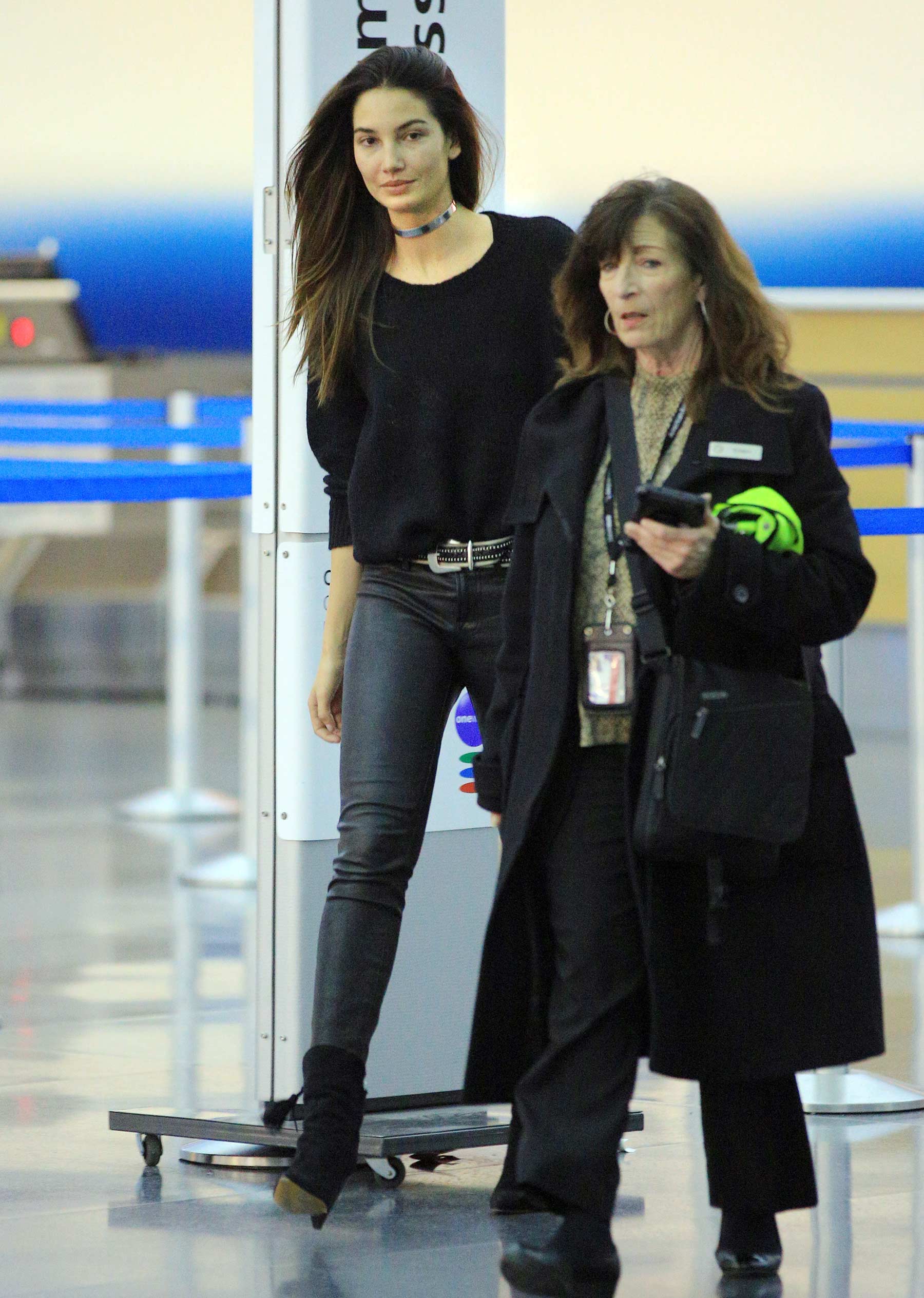 Lily Aldridge at JFK airport